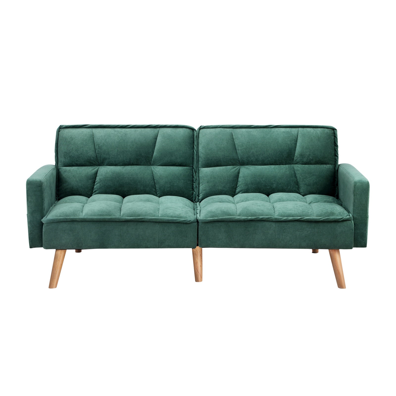 Oikiture Sofa Bed Futon Convertible Velvet Lounge Couch 3-Seater Recliner Green - Sunyee