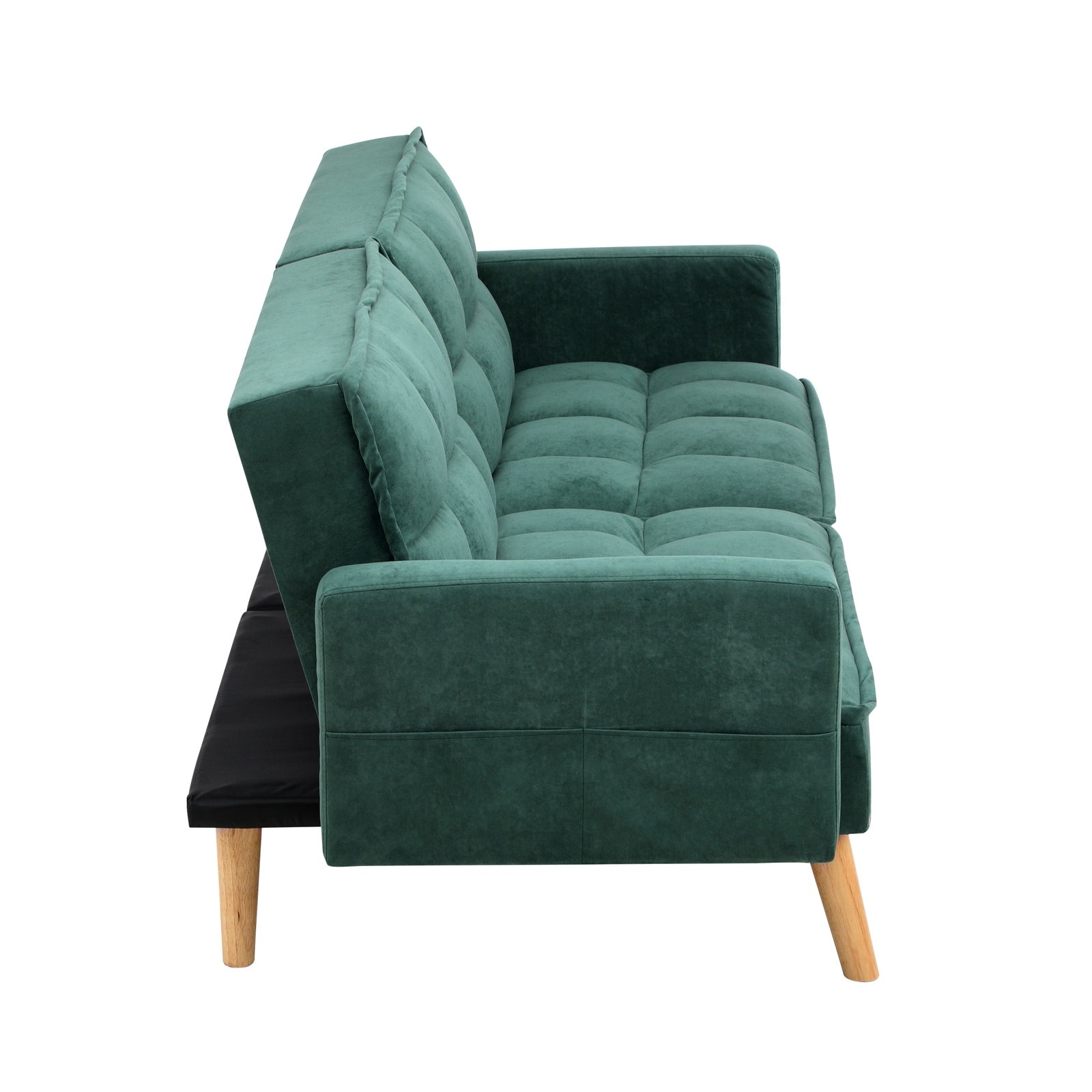 Oikiture Sofa Bed Futon Convertible Velvet Lounge Couch 3-Seater Recliner Green - Sunyee