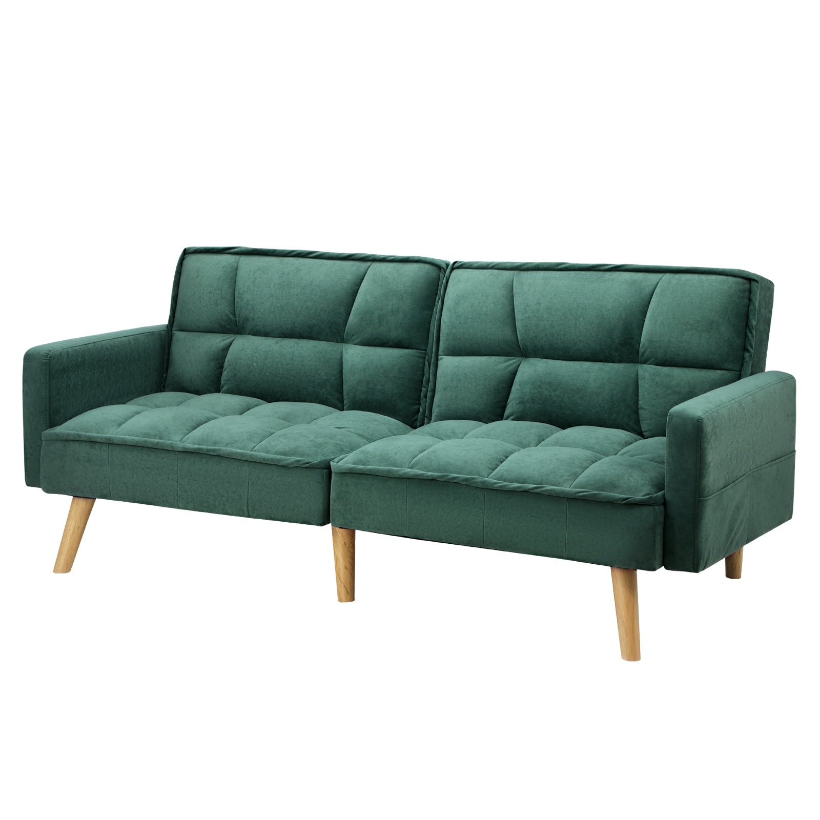 Oikiture Sofa Bed Futon Convertible Velvet Lounge Couch 3-Seater Recliner Green - Sunyee
