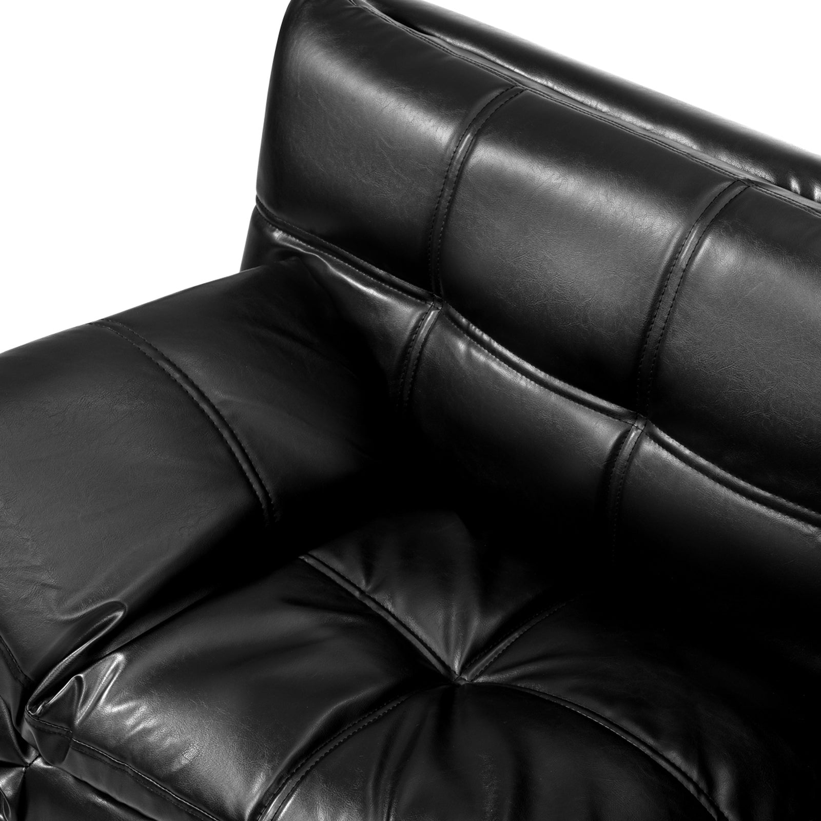 Oikiture Sofa Bed Futon Recliner Lounge Couch Convertible Leather 3-Seater Black - Sunyee