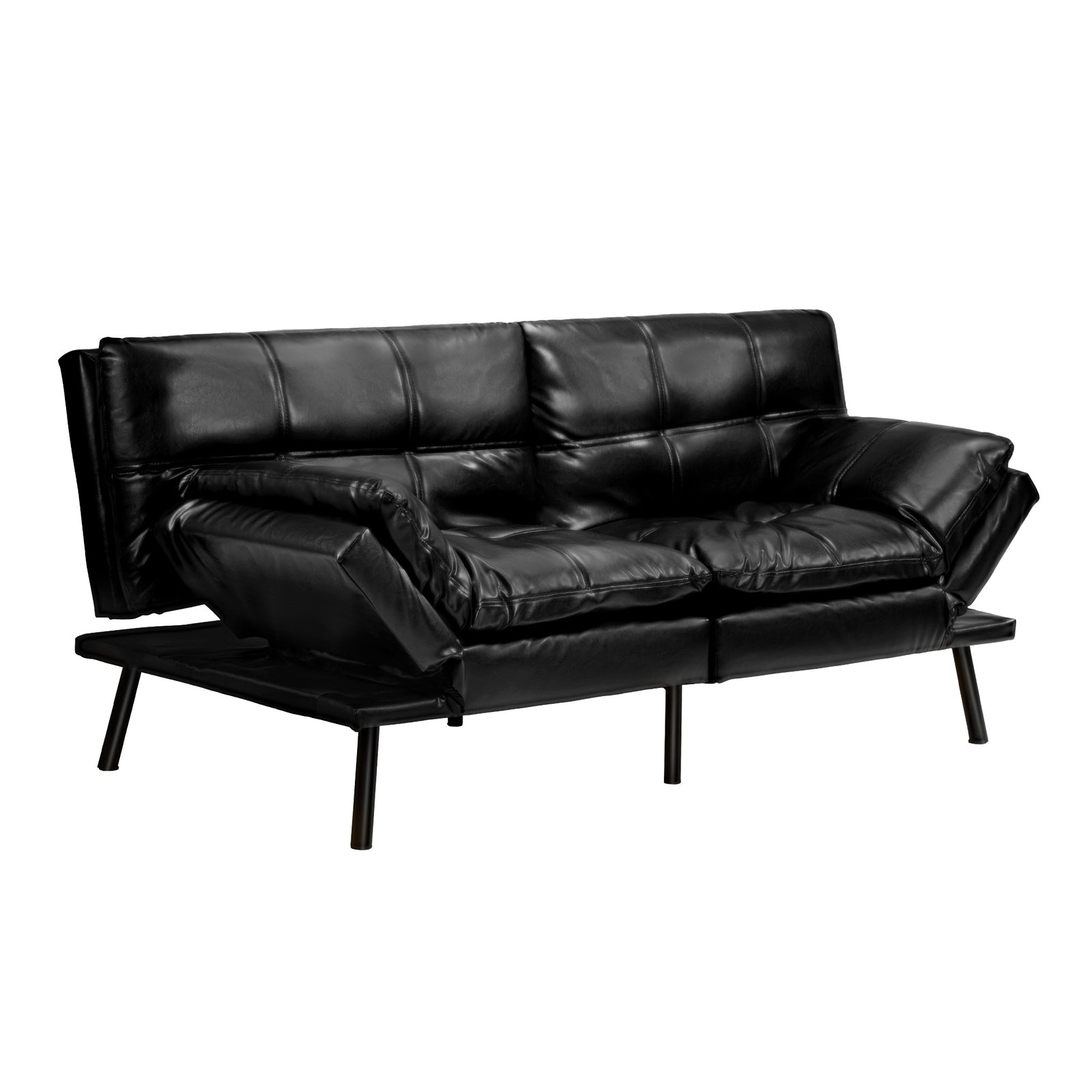 Oikiture Sofa Bed Futon Recliner Lounge Couch Convertible Leather 3-Seater Black - Sunyee
