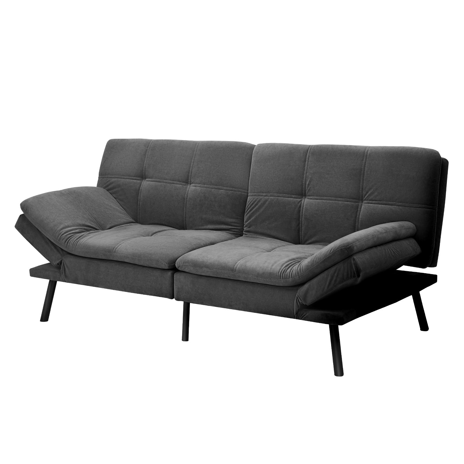 Oikiture Sofa Bed Futon Recliner Lounge Couch Convertible Polyester 3Seater Grey - Sunyee