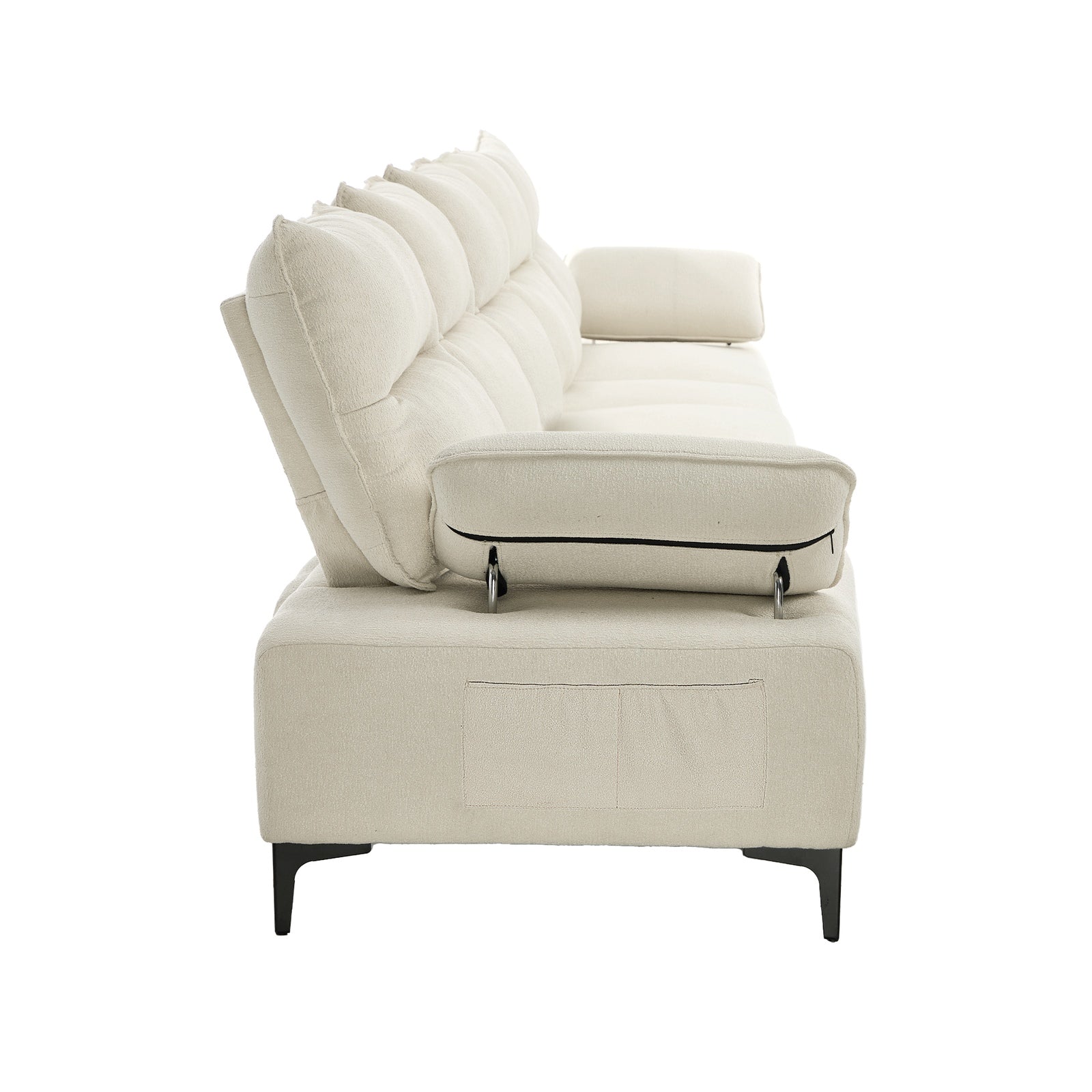 Oikiture 5 Seater Couch Sofa Chenille Adjustable Armrest Side Pockets Chair - Sunyee