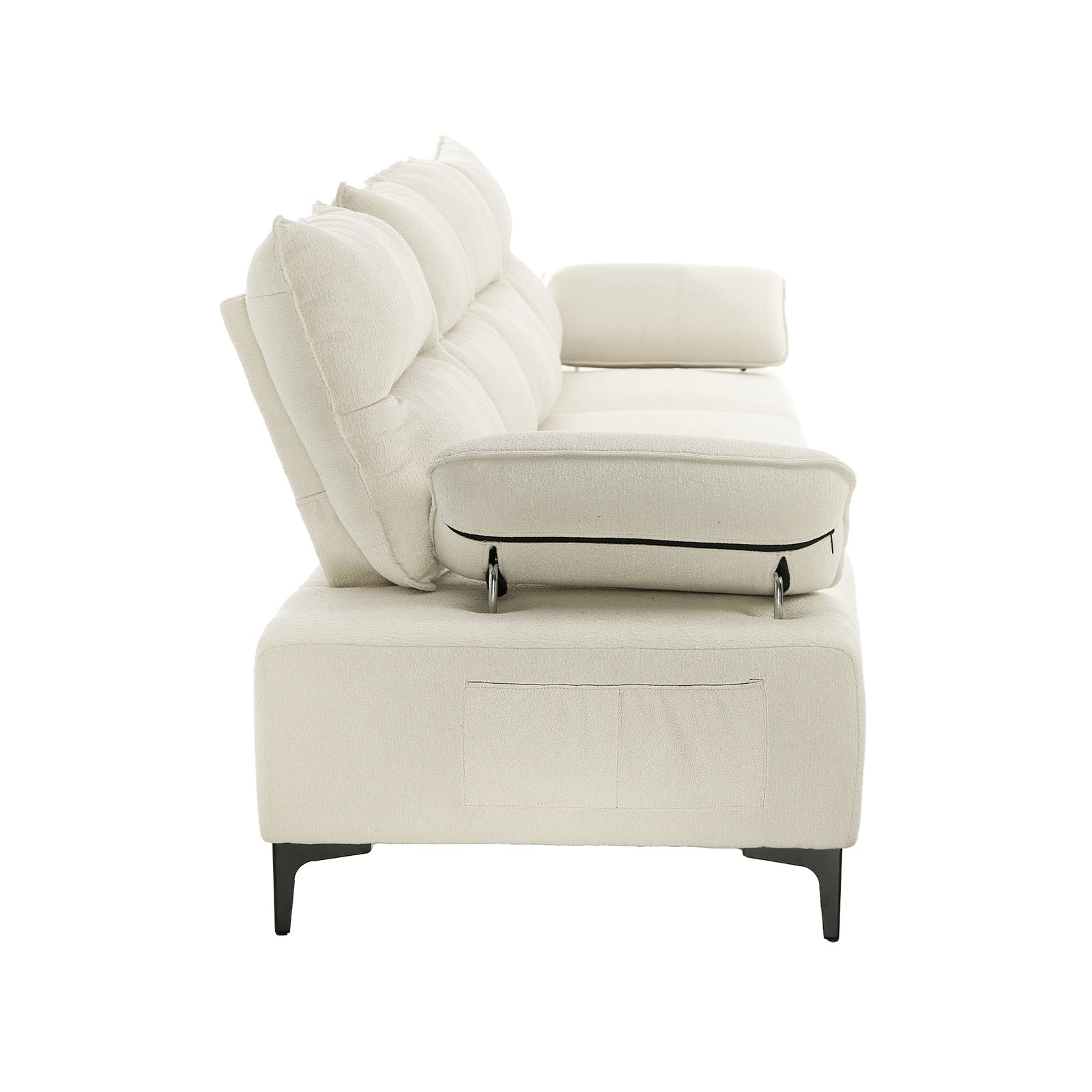 Oikiture 4 Seater Sofa Couch Chenille Adjustable Armrest Chair Lounge Beige - Sunyee