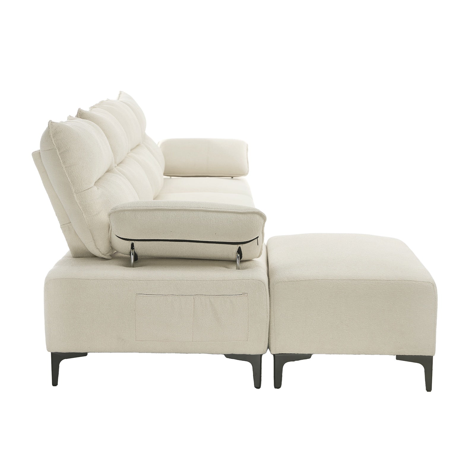 Oikiture 5 Seater Modular Sofa Chenille Couch Chair Armrest Ottoman Set - Sunyee