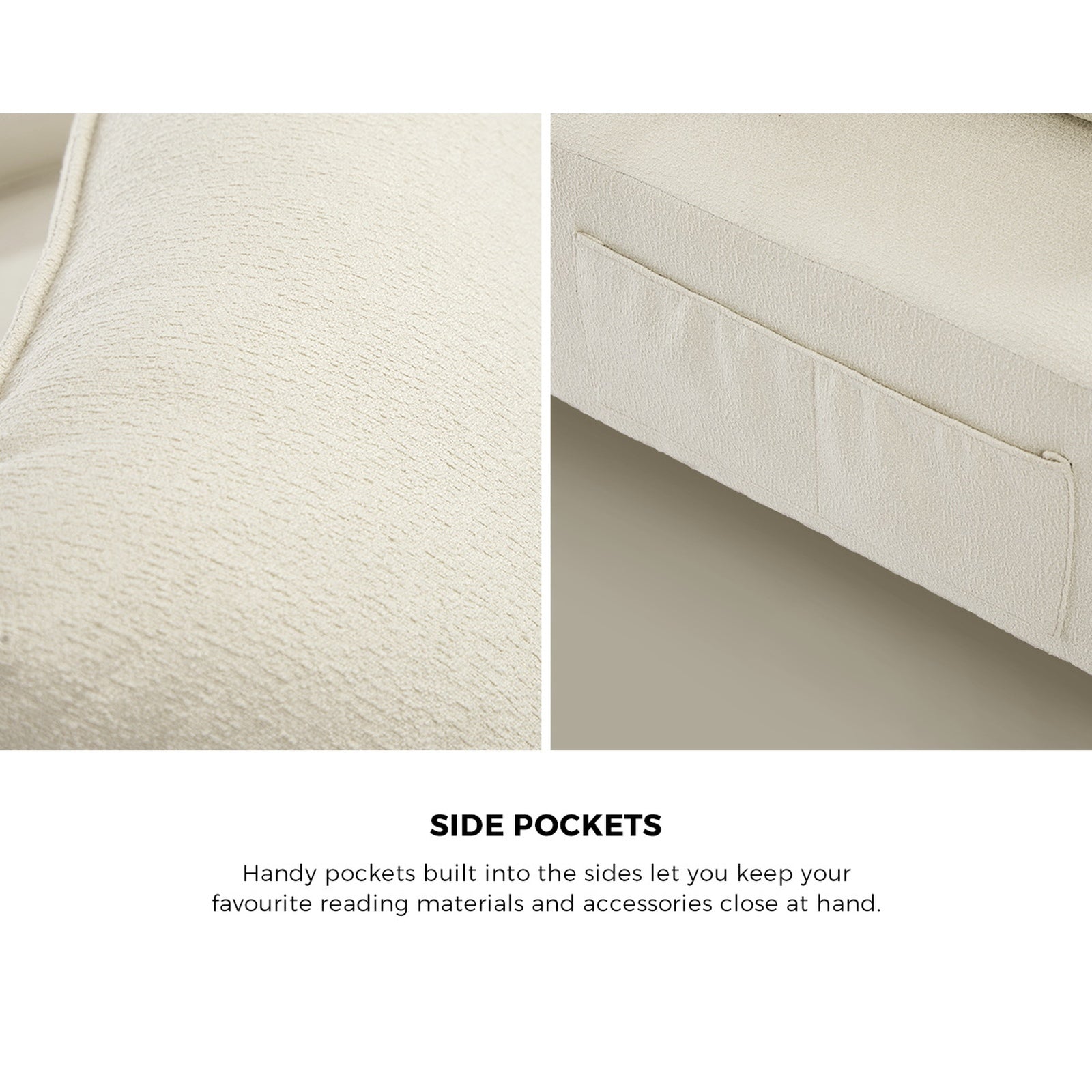 Oikiture 2 Seater Love Seat Couch Sofa Lounge Chenille Side Pocket Armrest - Sunyee
