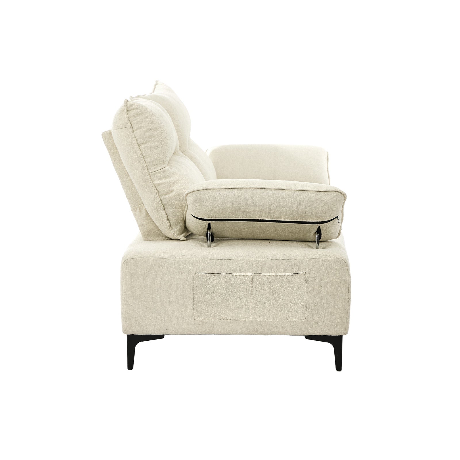 Oikiture 2 Seater Love Seat Couch Sofa Lounge Chenille Side Pocket Armrest - Sunyee