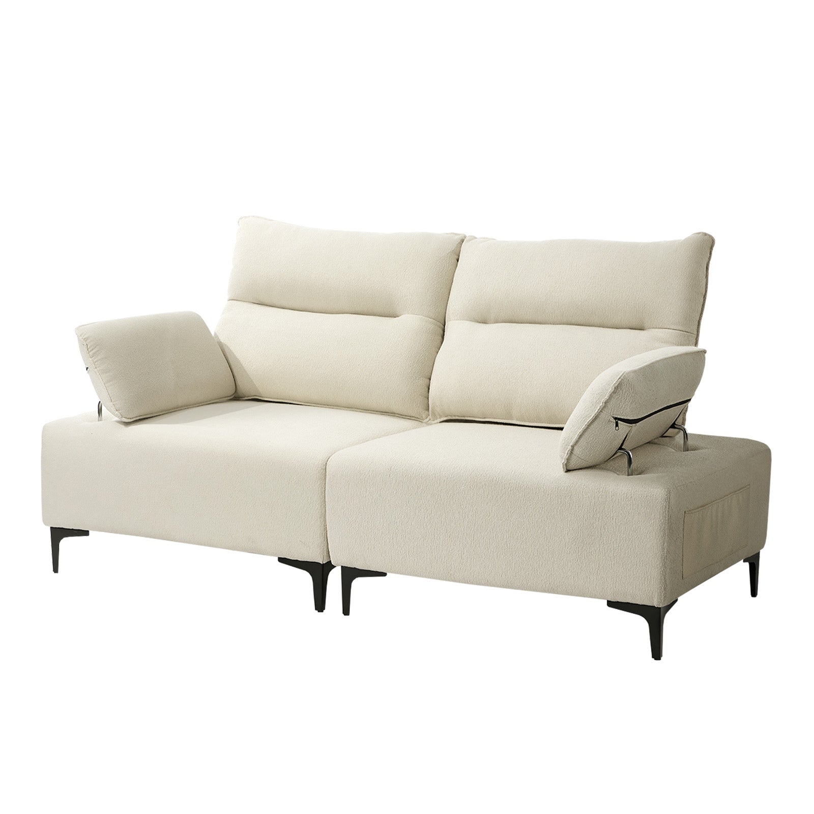 Oikiture 2 Seater Love Seat Couch Sofa Lounge Chenille Side Pocket Armrest - Sunyee