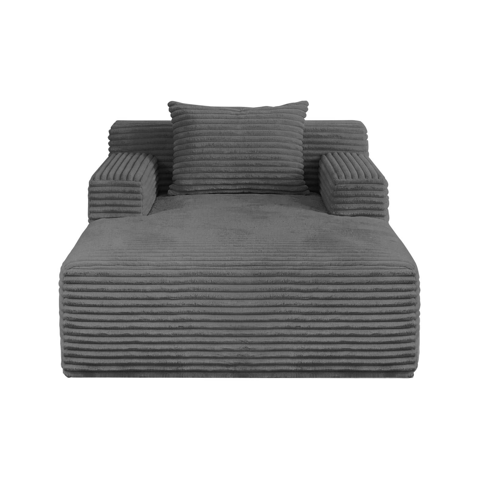 Oikiture Compressed Chaise Chair Corduroy Single Sofa Couch Comfy Lounger Grey