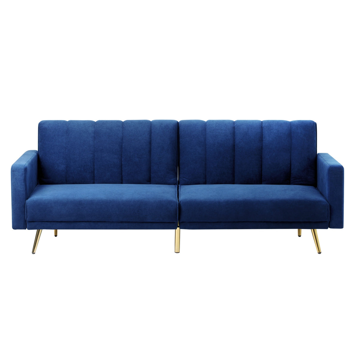 Oikiture Sofa Bed 3-Seater Recliner Convertible Lounge Couch Sofabed Velvet Blue - Sunyee