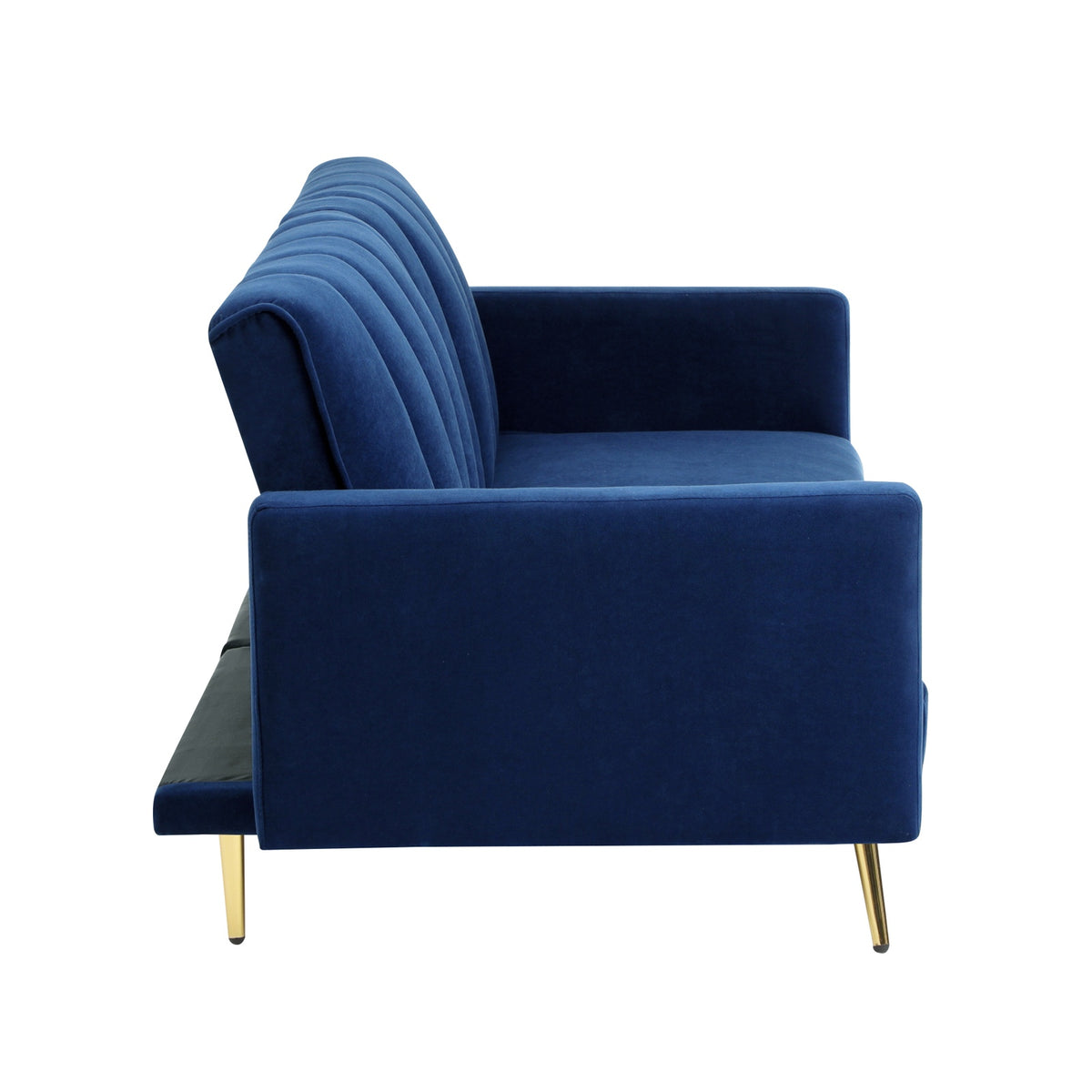 Oikiture Sofa Bed 3-Seater Recliner Convertible Lounge Couch Sofabed Velvet Blue - Sunyee