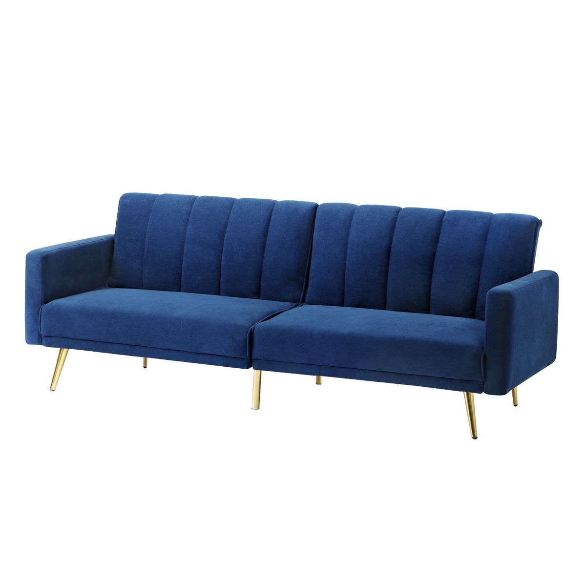 Oikiture Sofa Bed 3-Seater Recliner Convertible Lounge Couch Sofabed Velvet Blue - Sunyee