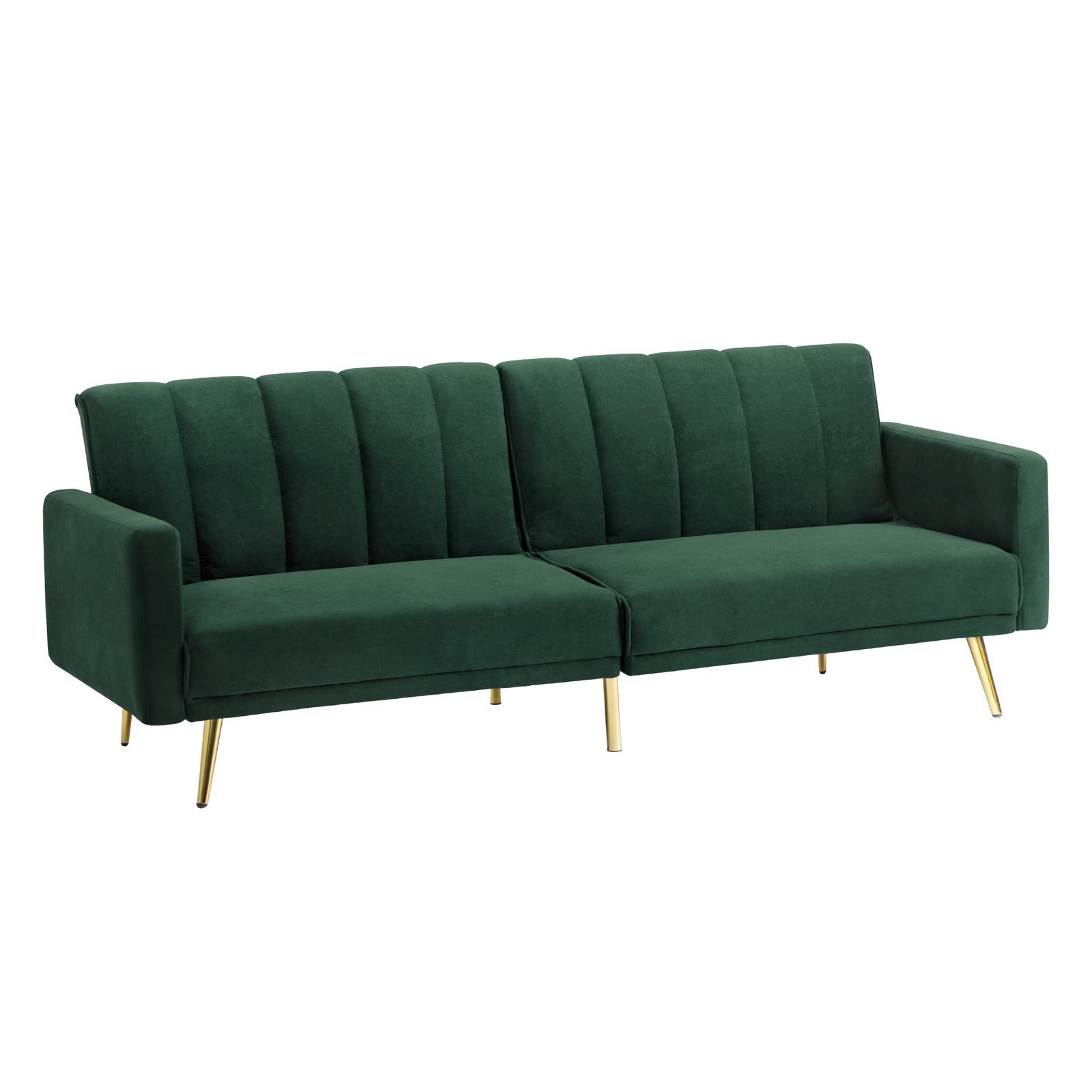 Oikiture 3 Seater Sofa Bed Couch Convertible Lounge Recliner Beds Velvet Green - Sunyee