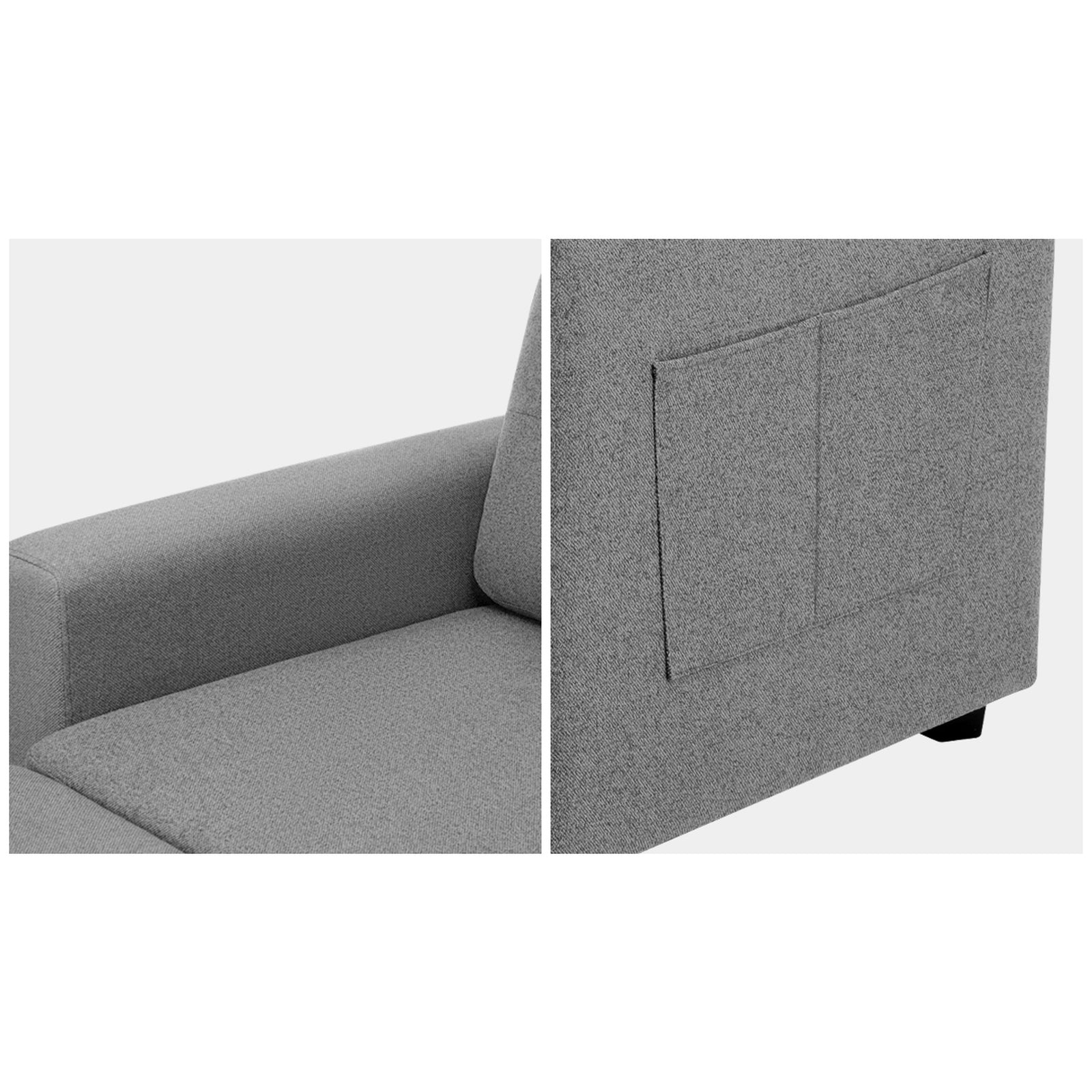 Oikiture Sofa Lounge Set 3 Seater Chaise Modular Couch Drawers Ottoman Fabric - Sunyee