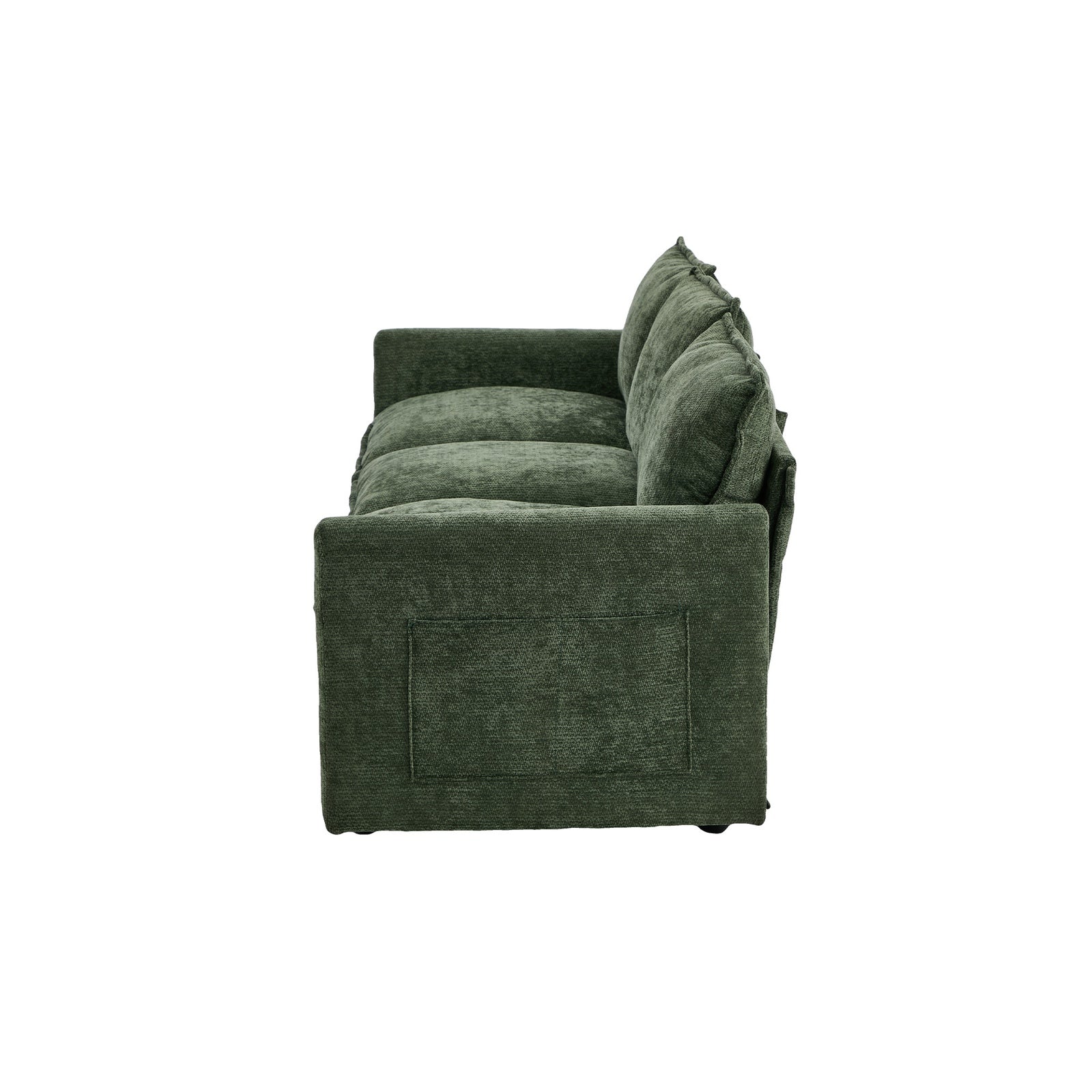 Oikiture Modular 3 Seater Sofa Comfy Deep Cushion Lounge Couch Chenille Green