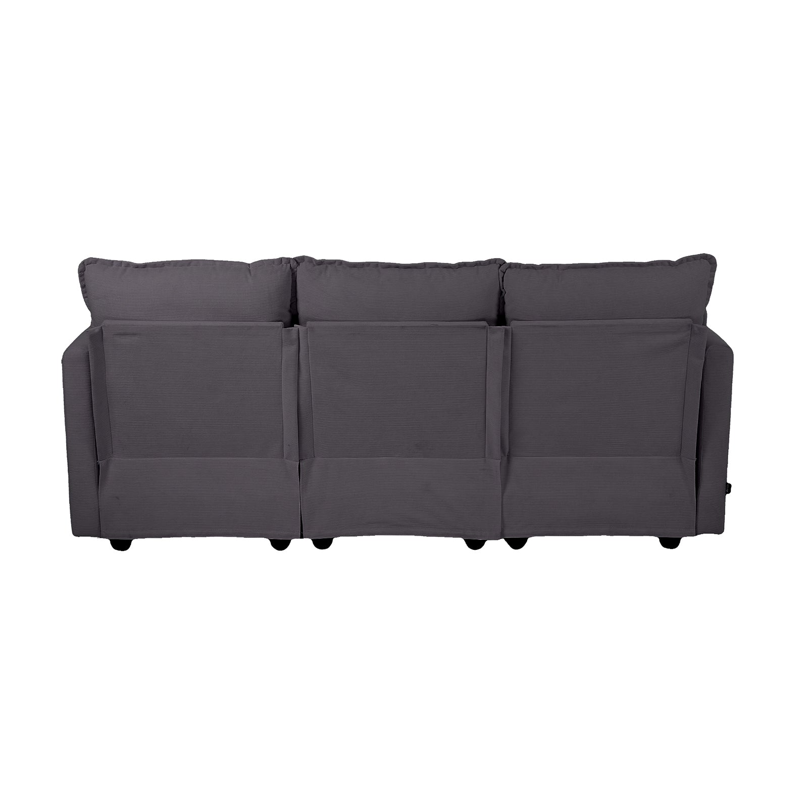 Oikiture 3 Seater Sofa Couch Lounge Extra Thick Cushion Futon Corduroy Grey - Sunyee