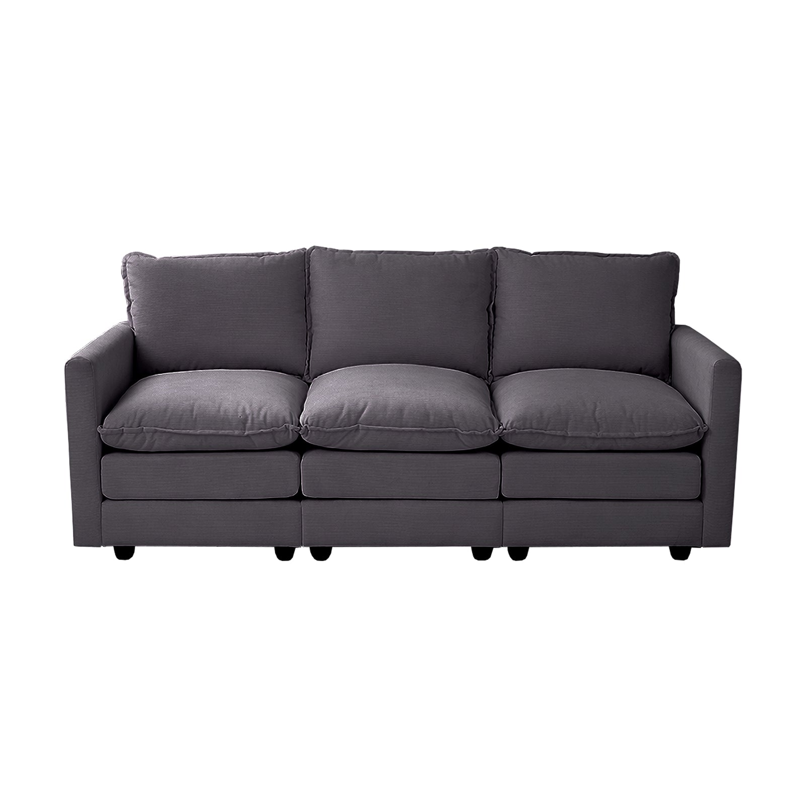 Oikiture 3 Seater Sofa Couch Lounge Extra Thick Cushion Futon Corduroy Grey - Sunyee