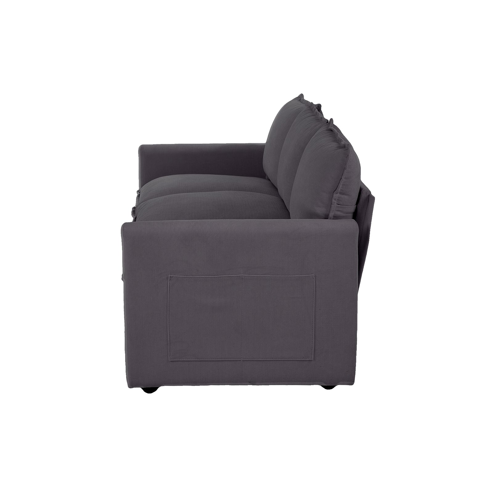 Oikiture 3 Seater Sofa Couch Lounge Extra Thick Cushion Futon Corduroy Grey - Sunyee