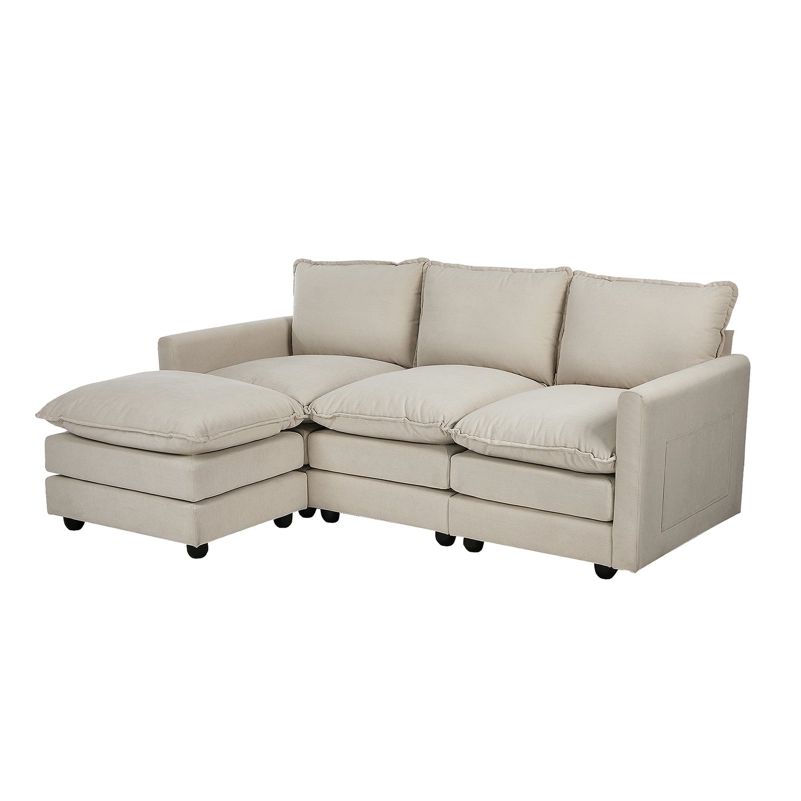 Oikiture Sofa Set Modular Couch with Ottoman Lounge Extra Thick Cushion Corduroy - Sunyee