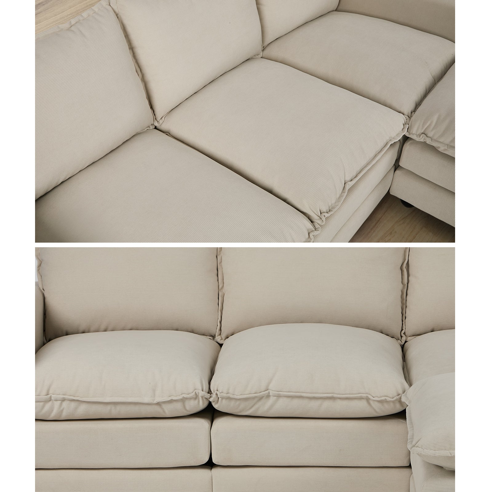 Oikiture Sofa Set Modular Couch with Ottoman Lounge Extra Thick Cushion Corduroy - Sunyee