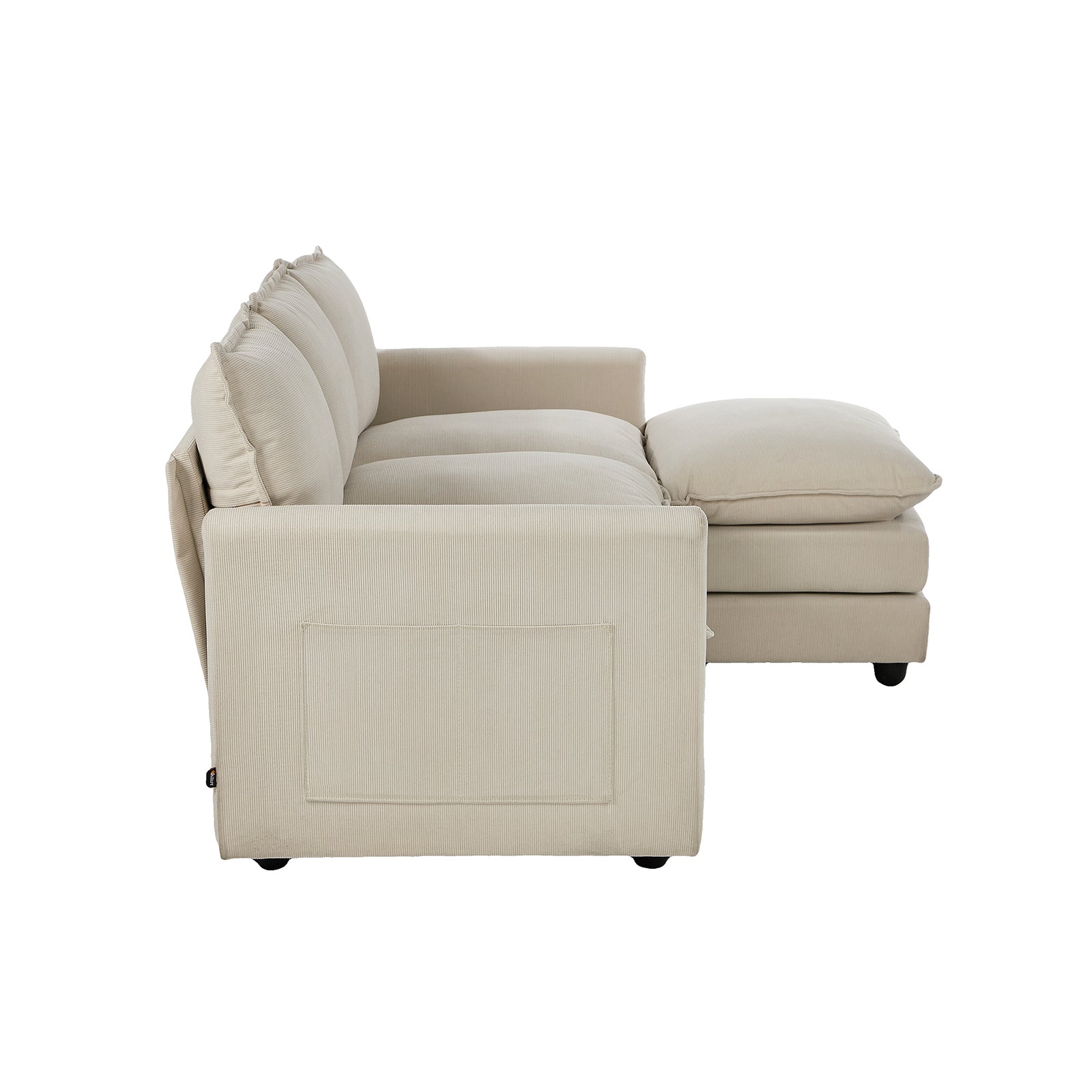 Oikiture Sofa Set Modular Couch with Ottoman Lounge Extra Thick Cushion Corduroy - Sunyee