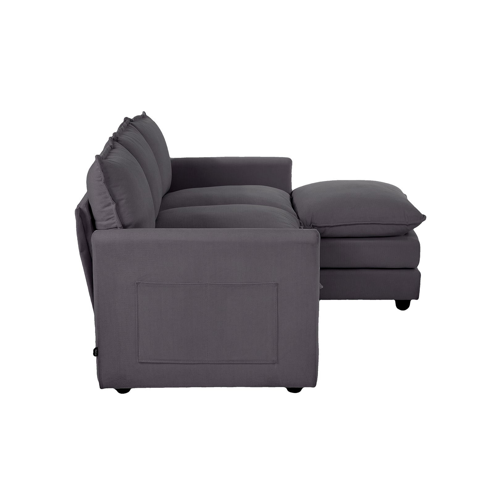 Oikiture Sofa Set Modular Couch Ottoman Lounge Extra Thick Cushion Grey - Sunyee