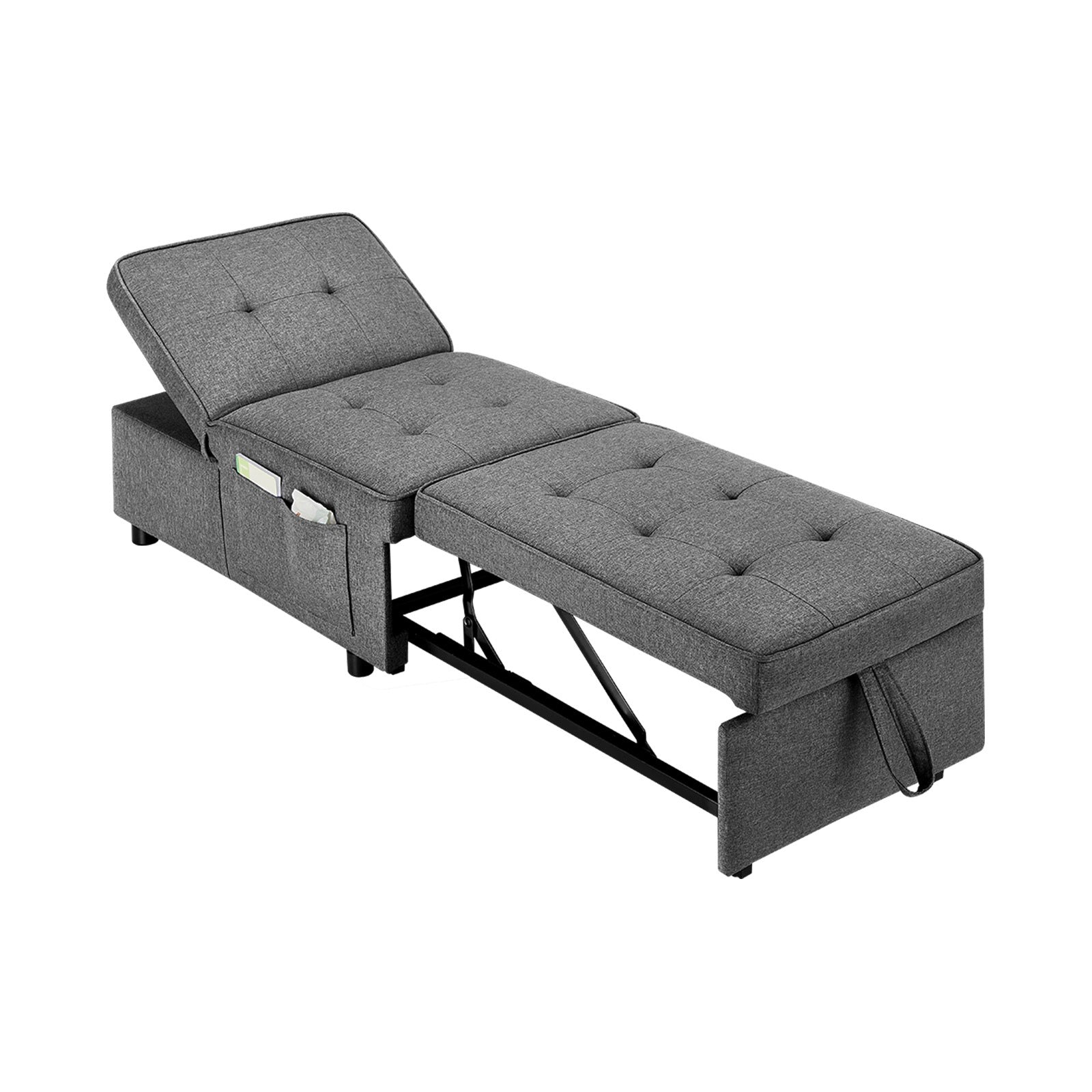 Oikiture 4 in 1 Convertible Sofa Bed Ottoman Couch Lounge Recliner Chair Linen - Sunyee