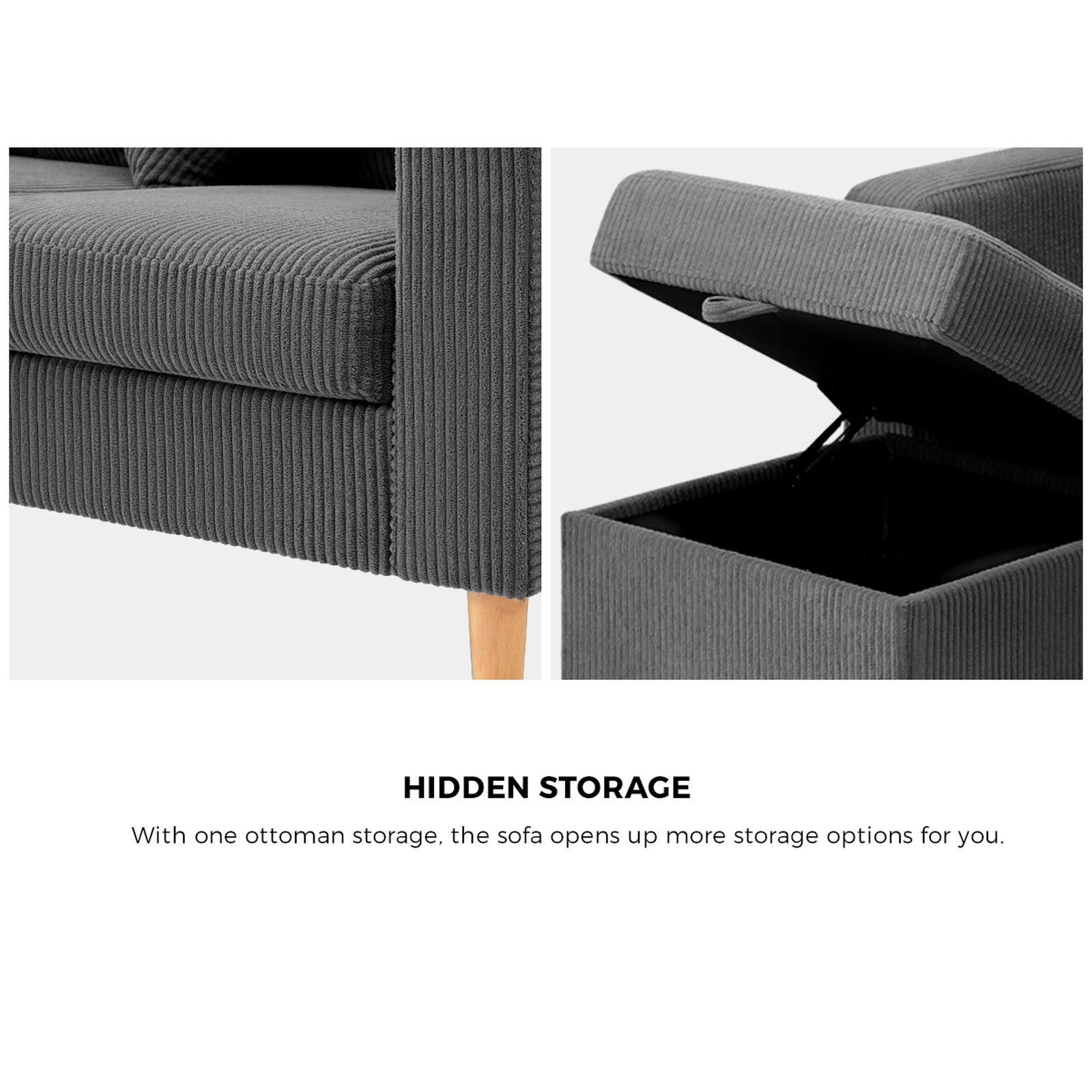 Oikiture Sofa Lounge Set Modular Couch 3 Seater Corner Chaise Ottoman Velvet - Sunyee