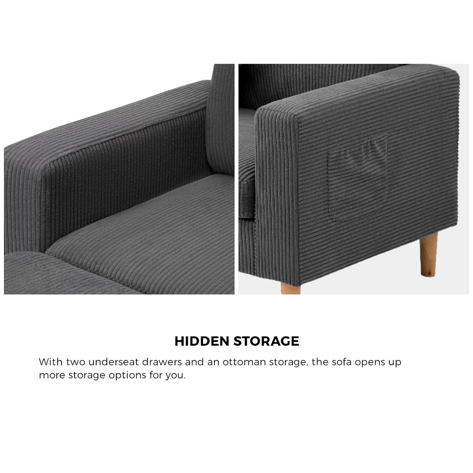 Oikiture Sofa Lounge Set Modular Couch 3 Seater Corner Chaise Ottoman Velvet - Sunyee