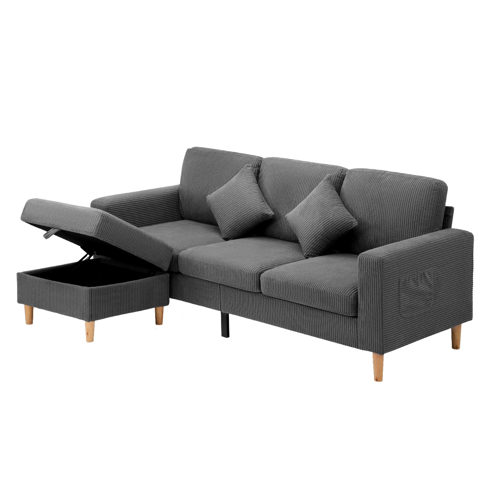 Oikiture Sofa Lounge Set Modular Couch 3 Seater Corner Chaise Ottoman Velvet - Sunyee