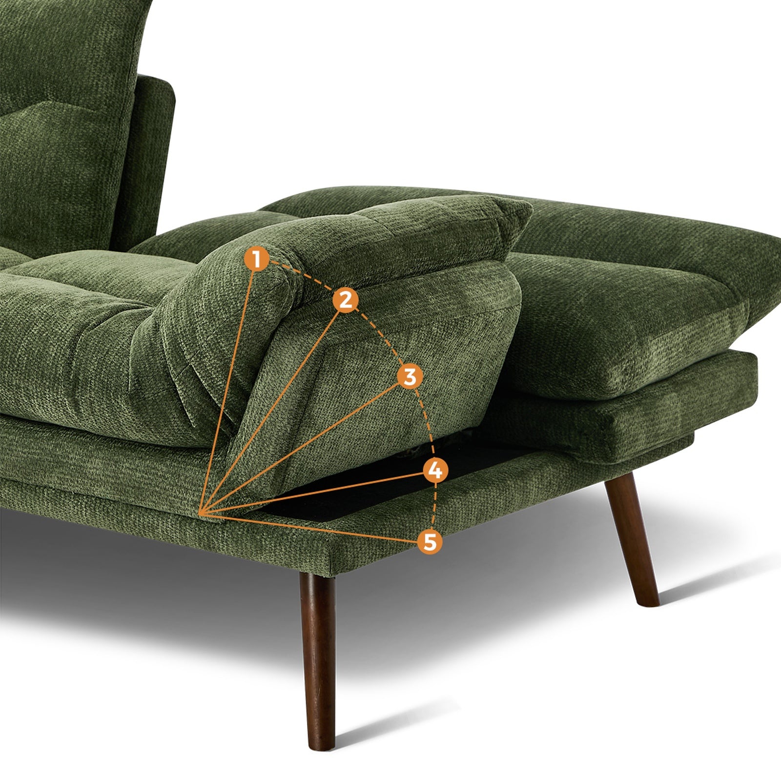 Oikiture 3 Seater Sofa Bed Recliner Lounge Couch Convertible Chenille Green Beds - Sunyee