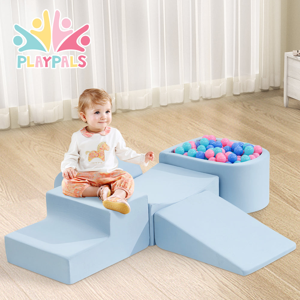 Playpals Kids Climb Crawl Foam Play Set Soft Play Set Activity Toys 5PC Blue - Sunyee