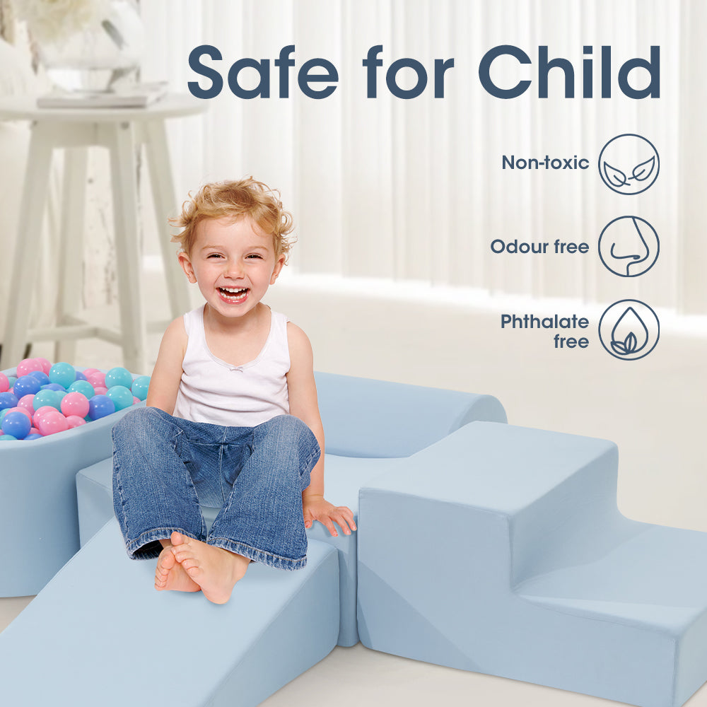 Playpals Kids Climb Crawl Foam Play Set Soft Play Set Activity Toys 5PC Blue - Sunyee