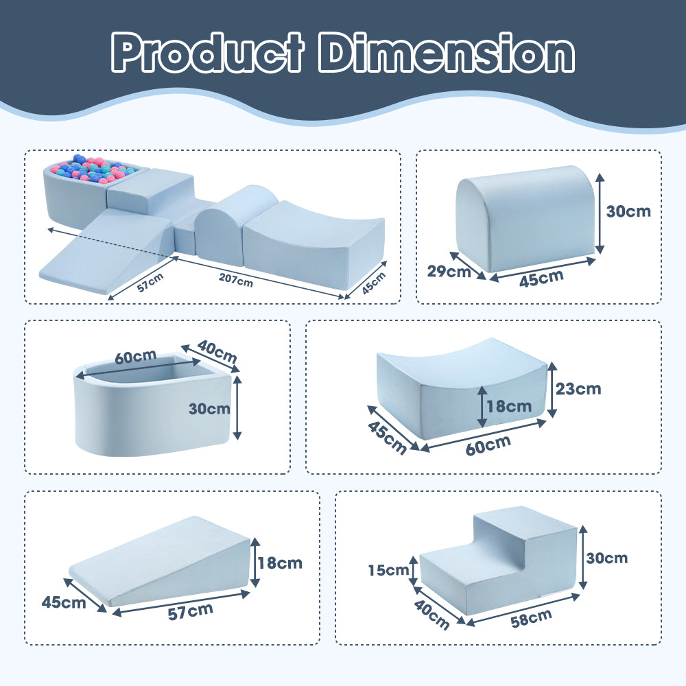 Playpals Kids Climb Crawl Foam Play Set Soft Play Set Activity Toys 5PC Blue - Sunyee