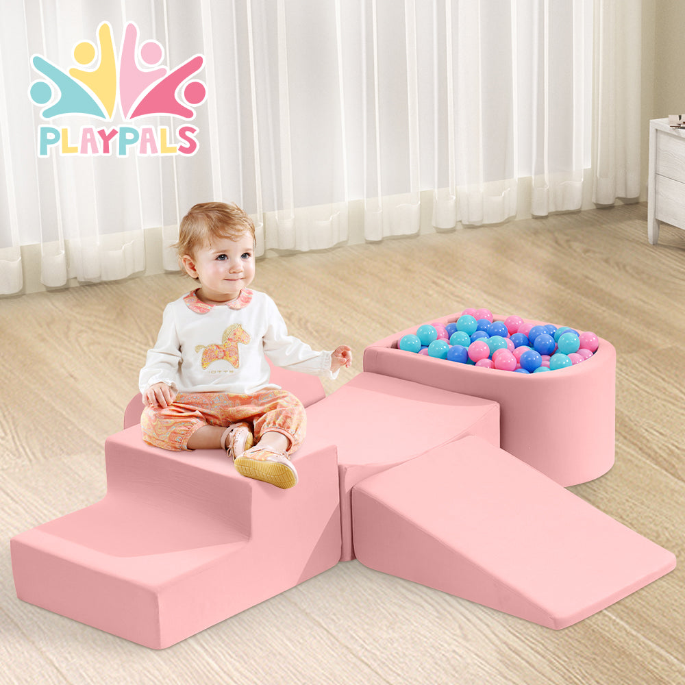 Playpals Kids Climb Crawl Foam Play Set Soft Play Set Activity Toys 5PC Pink - Sunyee