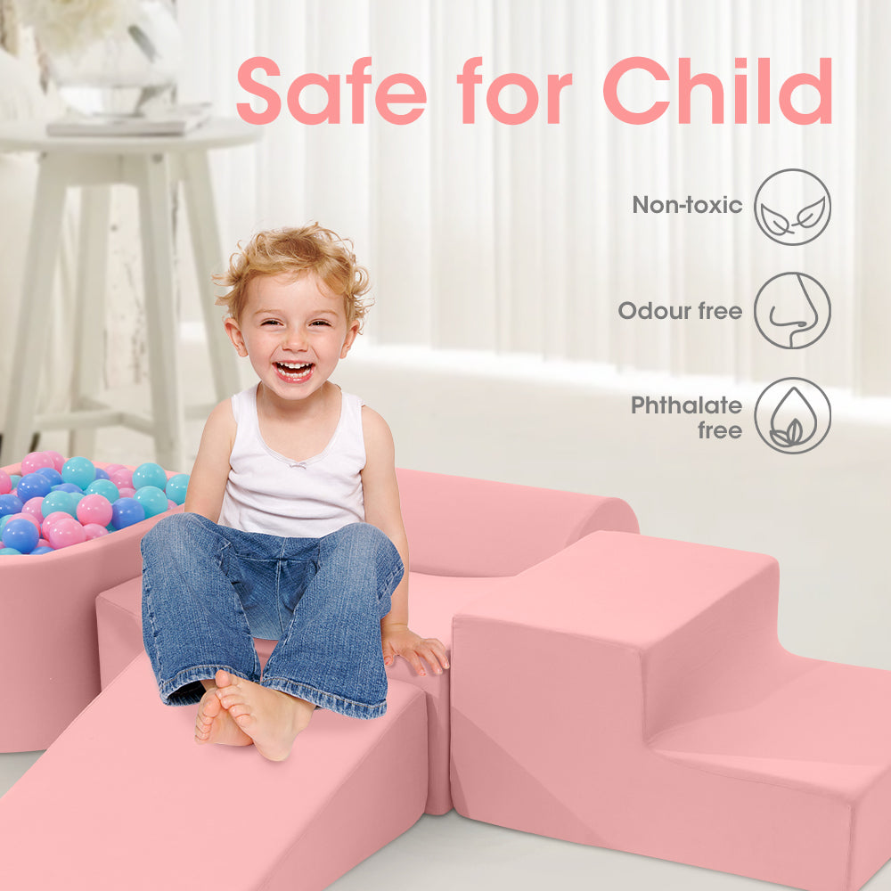 Playpals Kids Climb Crawl Foam Play Set Soft Play Set Activity Toys 5PC Pink - Sunyee