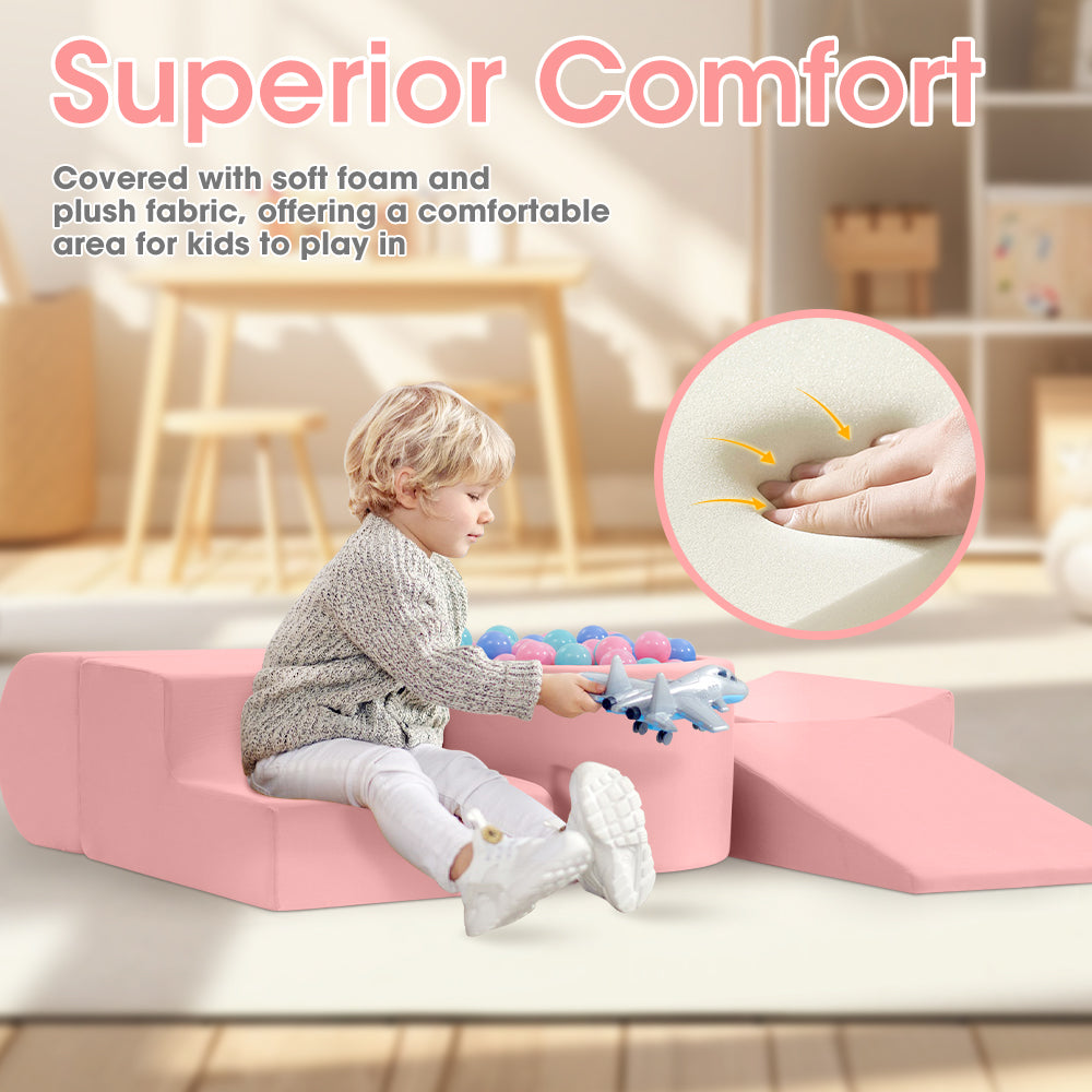 Playpals Kids Climb Crawl Foam Play Set Soft Play Set Activity Toys 5PC Pink - Sunyee