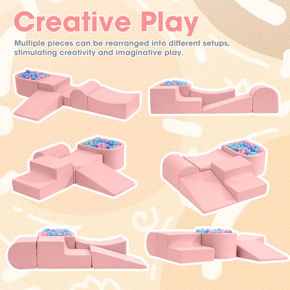 Playpals Kids Climb Crawl Foam Play Set Soft Play Set Activity Toys 5PC Pink - Sunyee