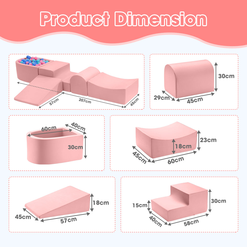 Playpals Kids Climb Crawl Foam Play Set Soft Play Set Activity Toys 5PC Pink - Sunyee