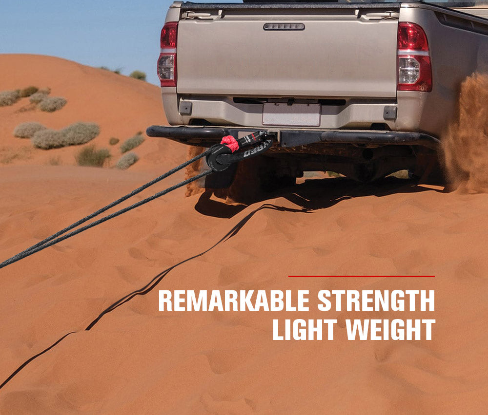 Fieryred Recovery Snatch Block Pulley Rope Ring 8T+15T Soft Shackle Recovery Kit - Sunyee