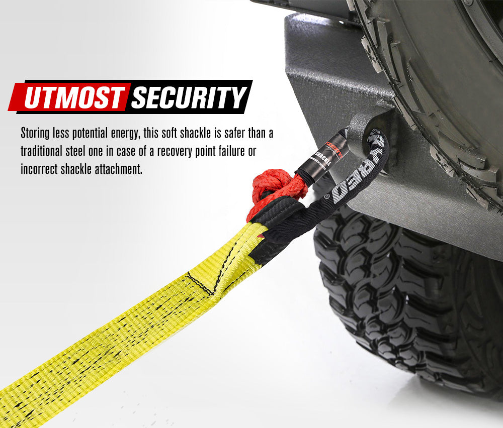 Fieryred Recovery Snatch Block Pulley Rope Ring 8T+15T Soft Shackle Recovery Kit - Sunyee