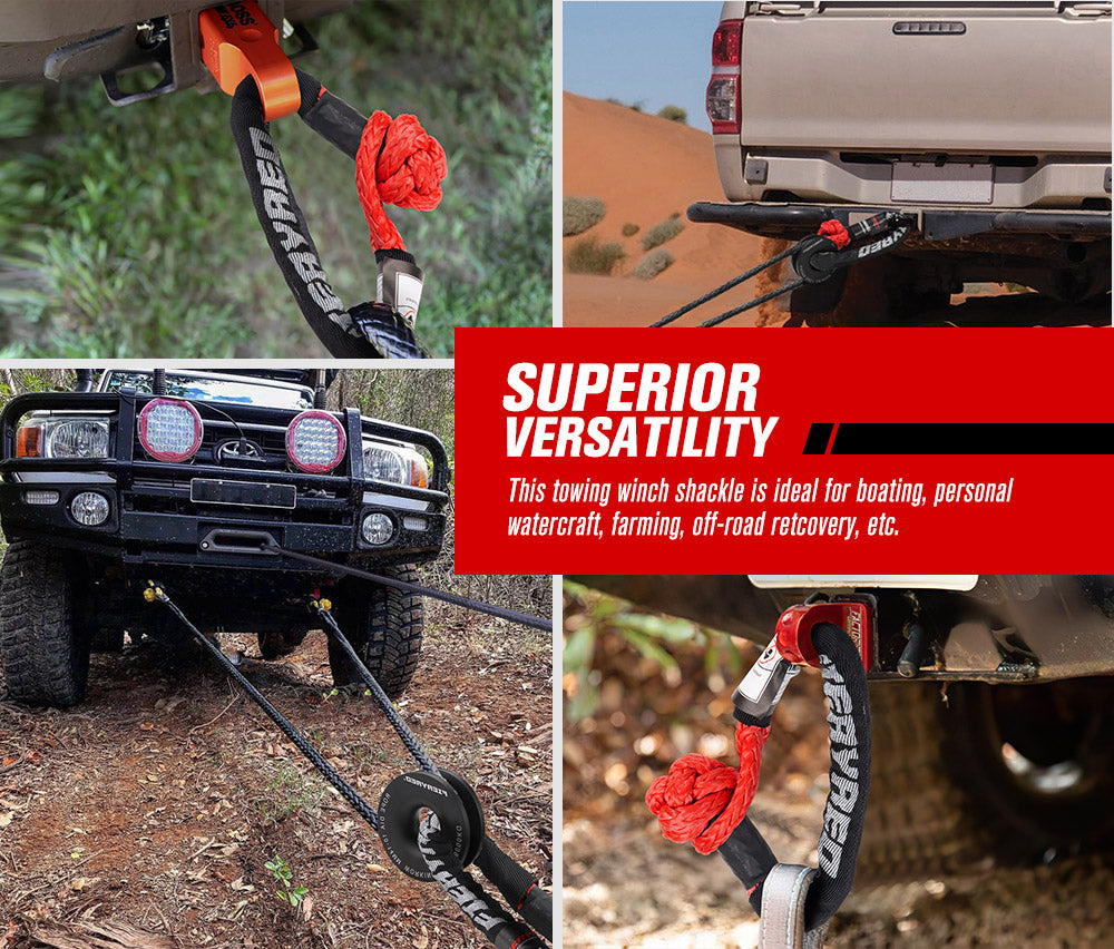 Fieryred Recovery Snatch Block Pulley Rope Ring 8T+15T Soft Shackle Recovery Kit - Sunyee