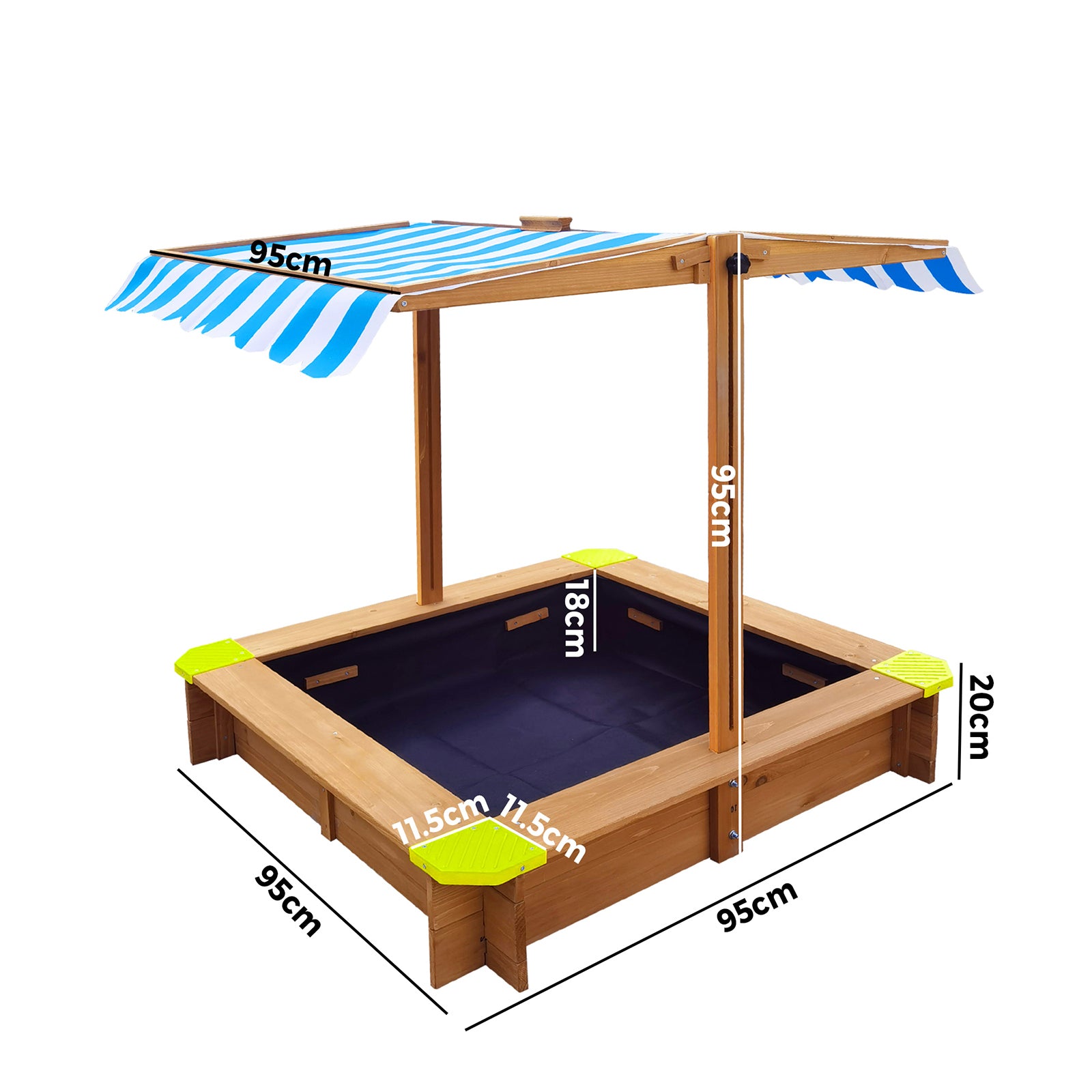 Mazam Kids Sandpit Outdoor Toys Wooden Sandbox Beach Play Box Children Canopy - Sunyee