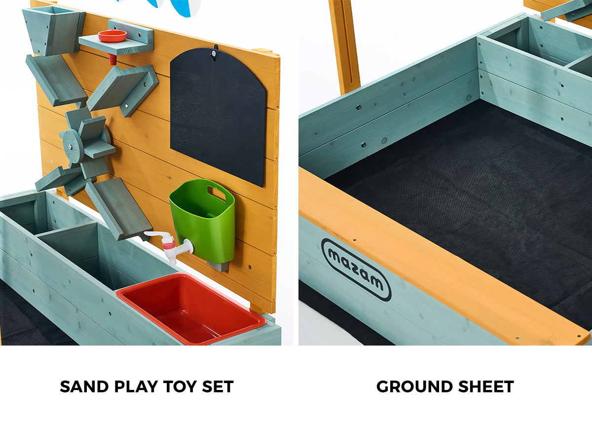 Mazam Kids Sandpit Outdoor Wooden Sandbox Beach Play Canopy Sand Play Toy Set - Sunyee