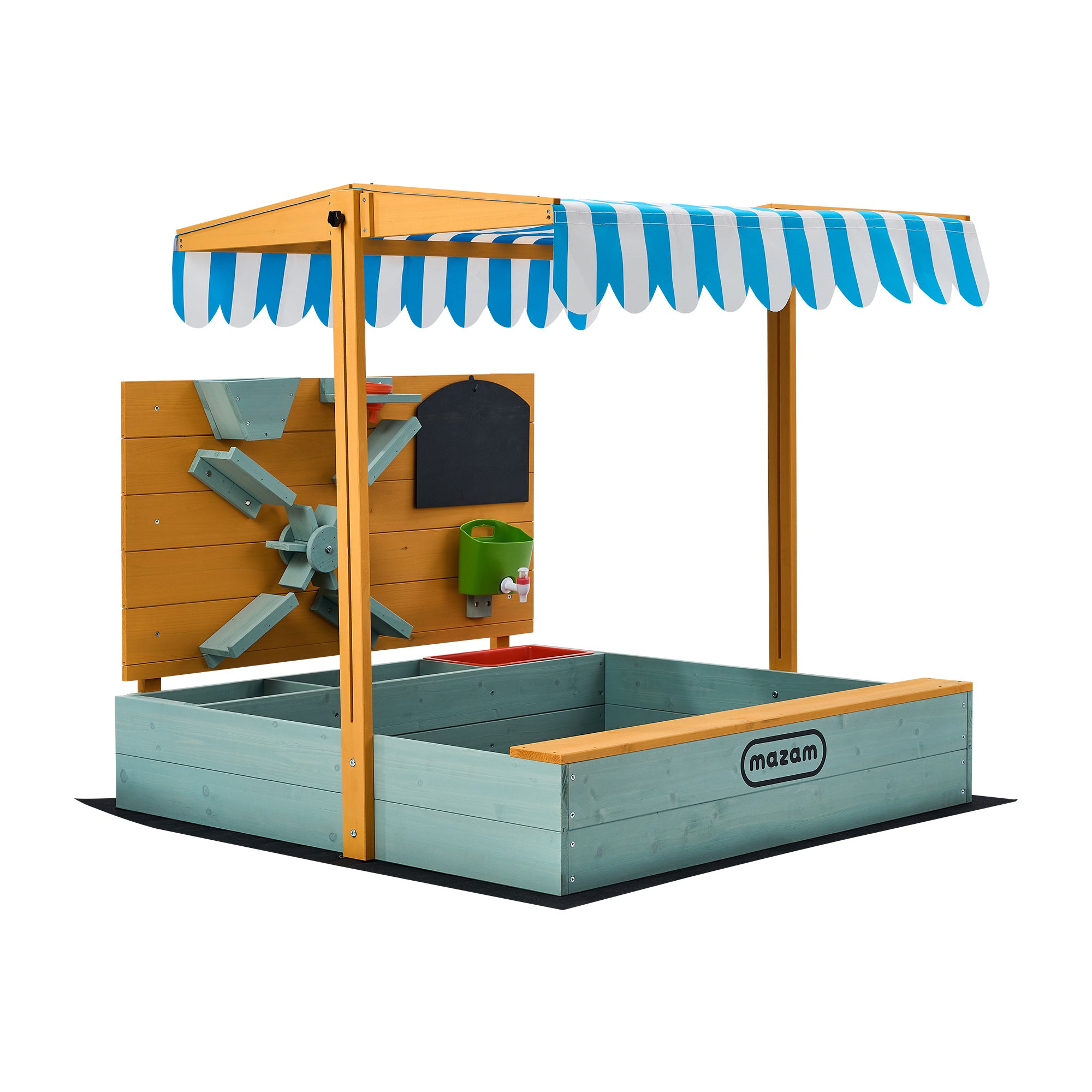 Mazam Kids Sandpit Outdoor Wooden Sandbox Beach Play Canopy Sand Play Toy Set - Sunyee