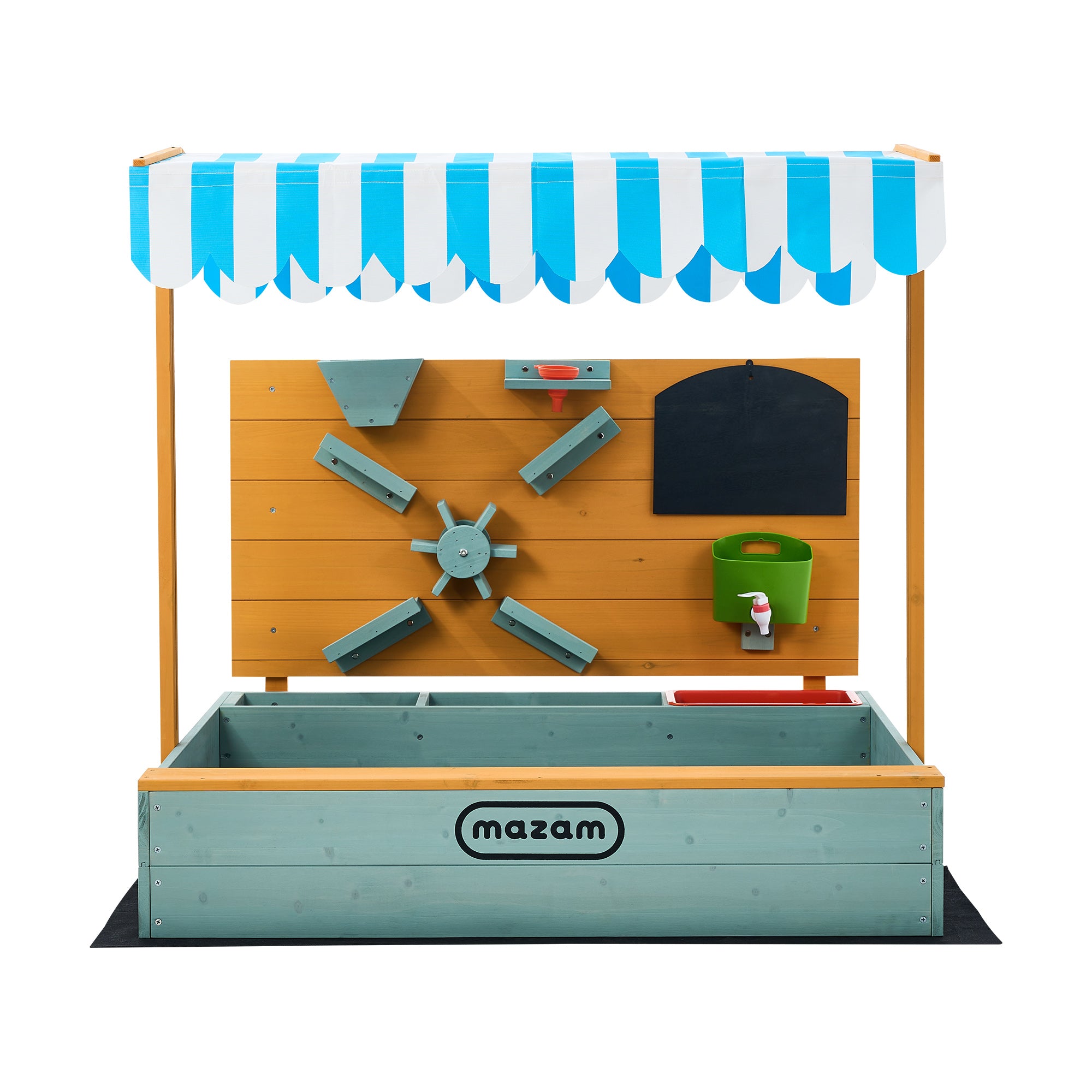 Mazam Kids Sandpit Outdoor Wooden Sandbox Beach Play Canopy Sand Play Toy Set - Sunyee