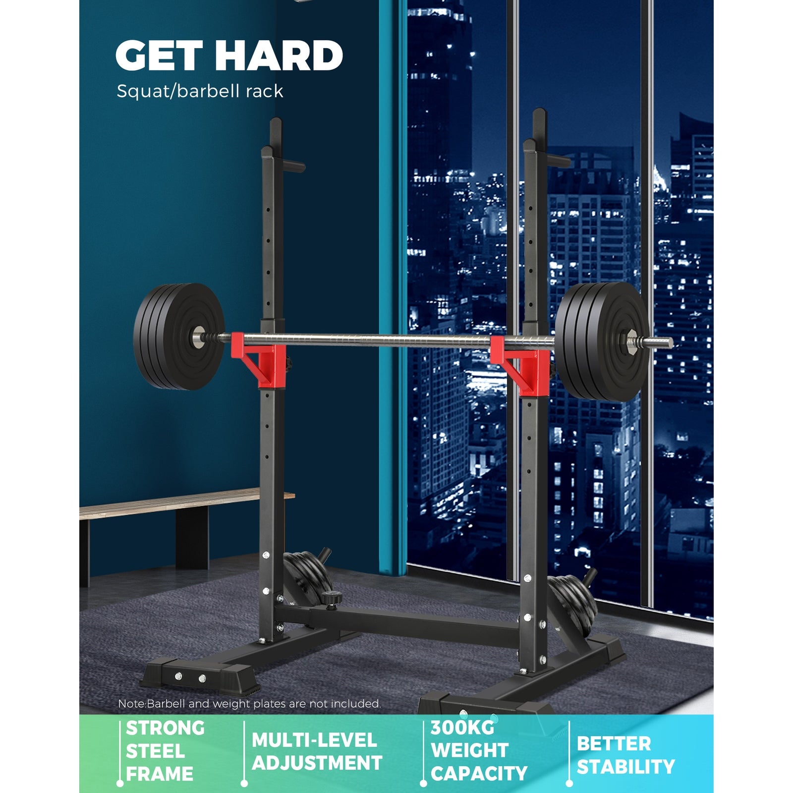 Finex Squat Rack Adjustable Barbell Rack Weight Bench Press Barbell Bar Stand - Sunyee