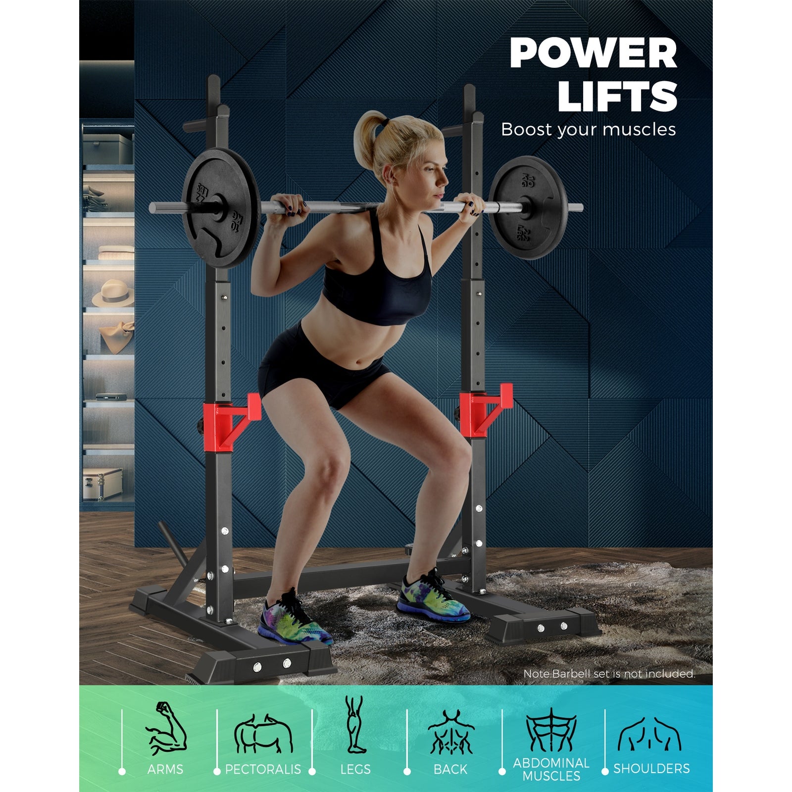 Finex Squat Rack Adjustable Barbell Rack Weight Bench Press Barbell Bar Stand - Sunyee