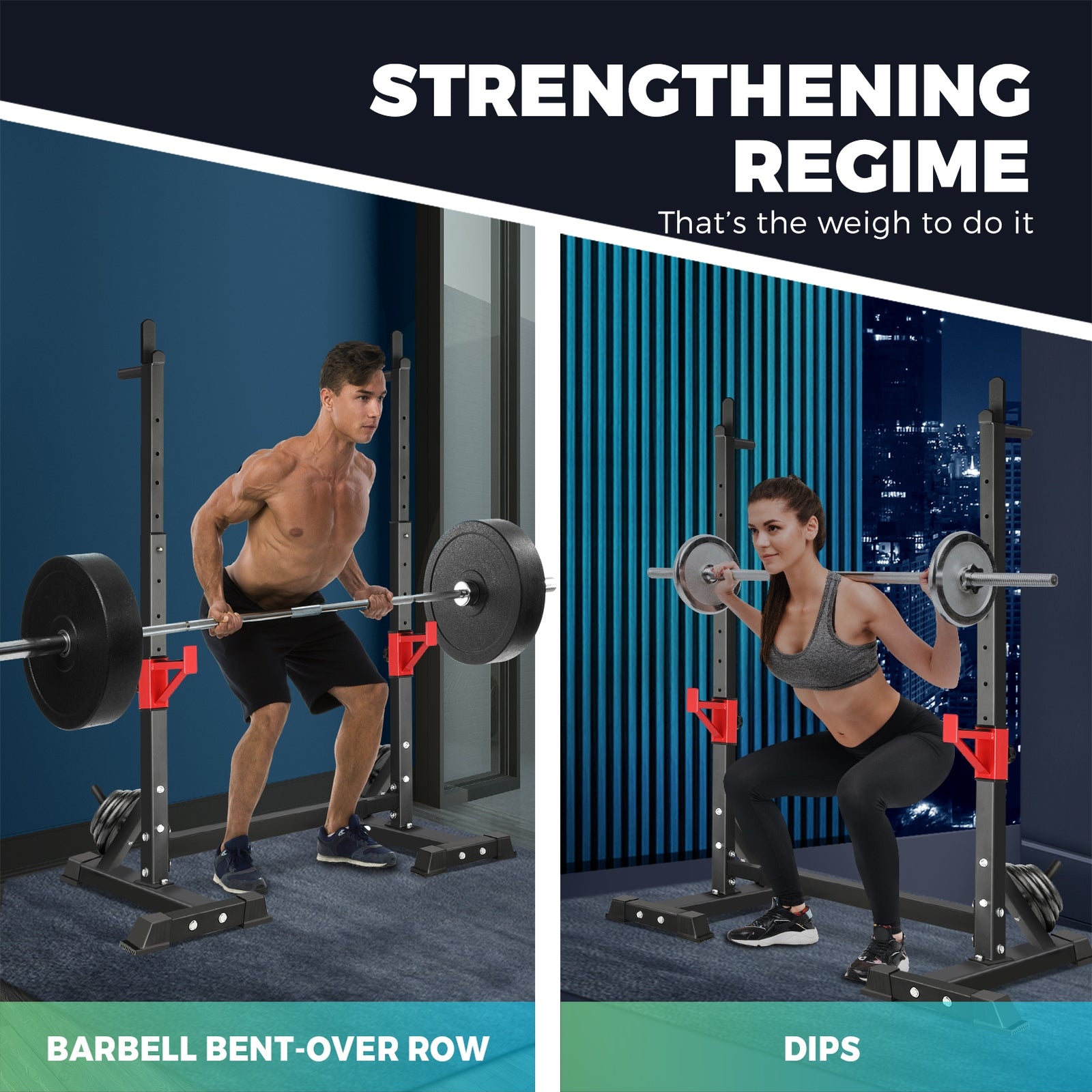 Finex Squat Rack Adjustable Barbell Rack Weight Bench Press Barbell Bar Stand - Sunyee