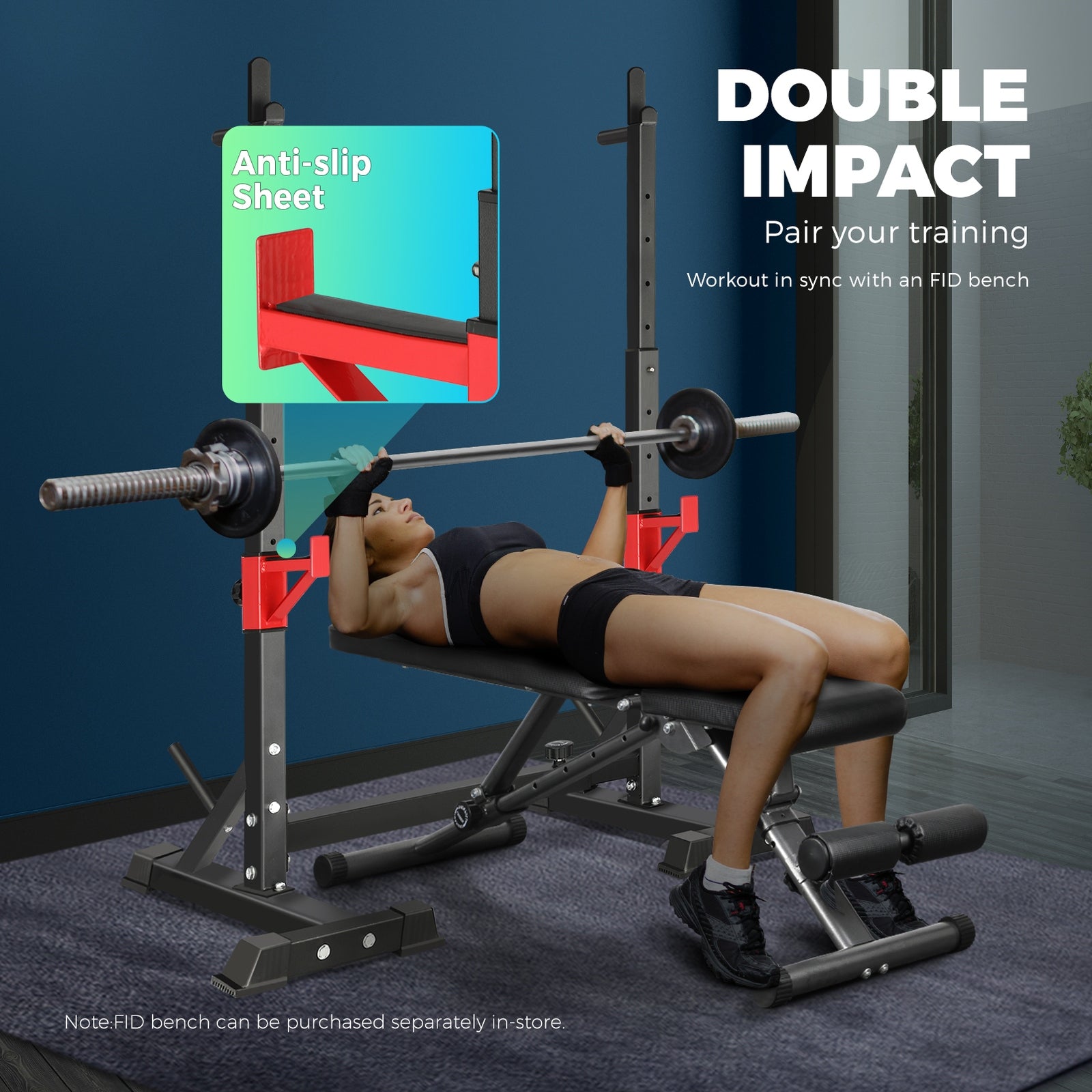 Finex Squat Rack Adjustable Barbell Rack Weight Bench Press Barbell Bar Stand - Sunyee